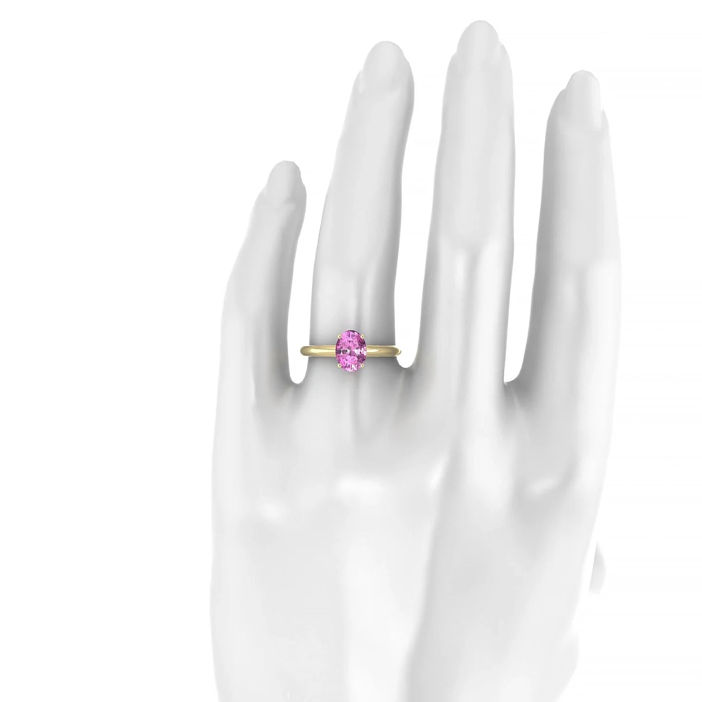 Treasure | 18k Yellow Gold 8 x 6 mm Oval Pink Sapphire Ring