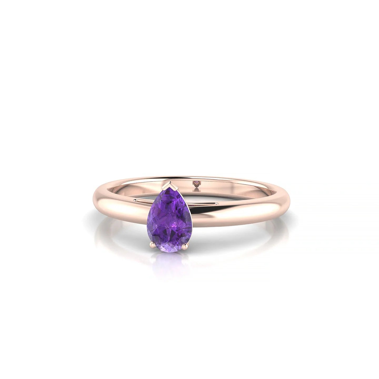 Treasure | 18k Rose Gold 6 x 4 mm Pear Amethyst Ring