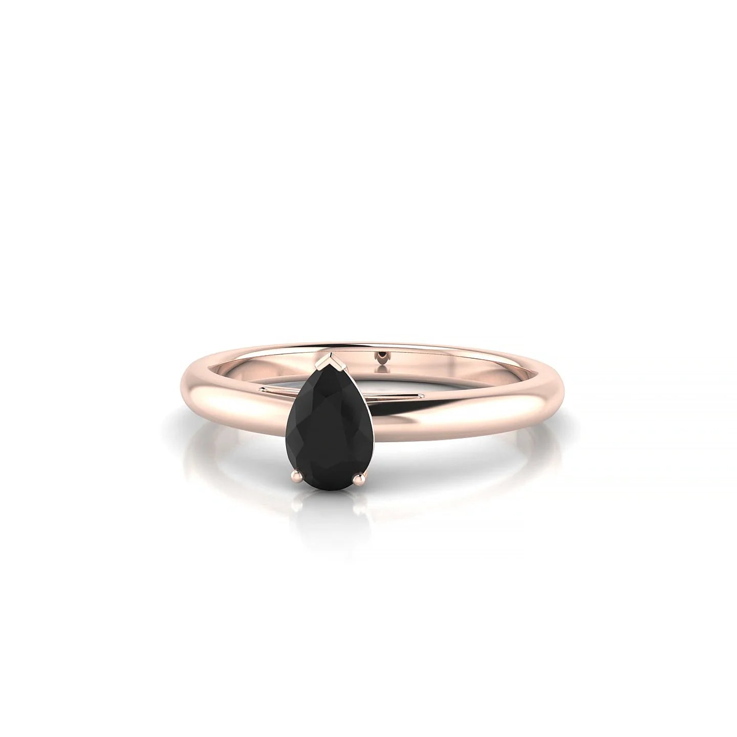 Treasure | 18k Rose Gold 6 x 4 mm Pear Black Diamond Ring