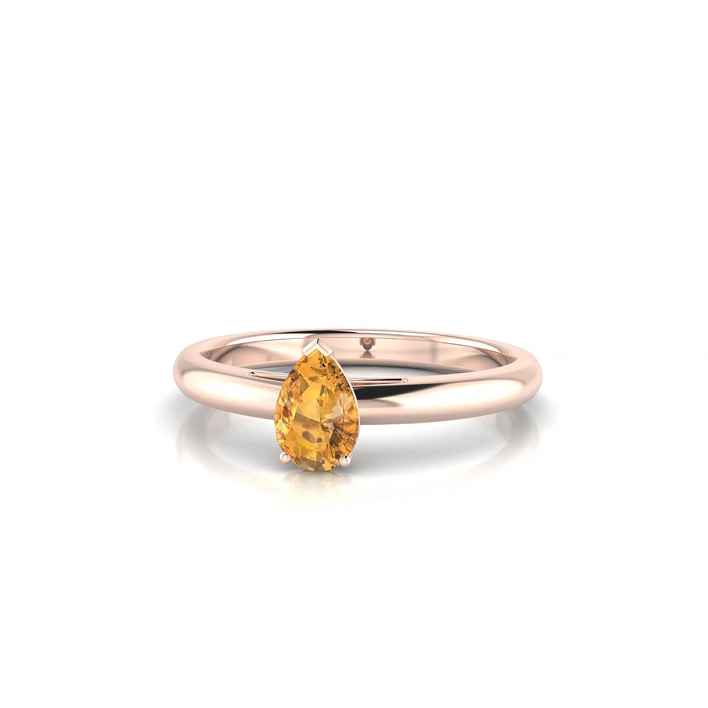 Treasure | 18k Rose Gold 6 x 4 mm Pear Citrine Ring