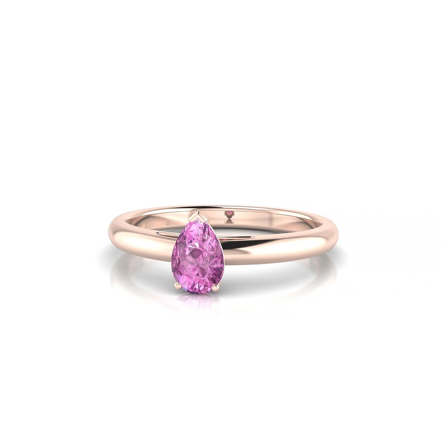Treasure | 18k Rose Gold 6 x 4 mm Pear Pink Sapphire Ring