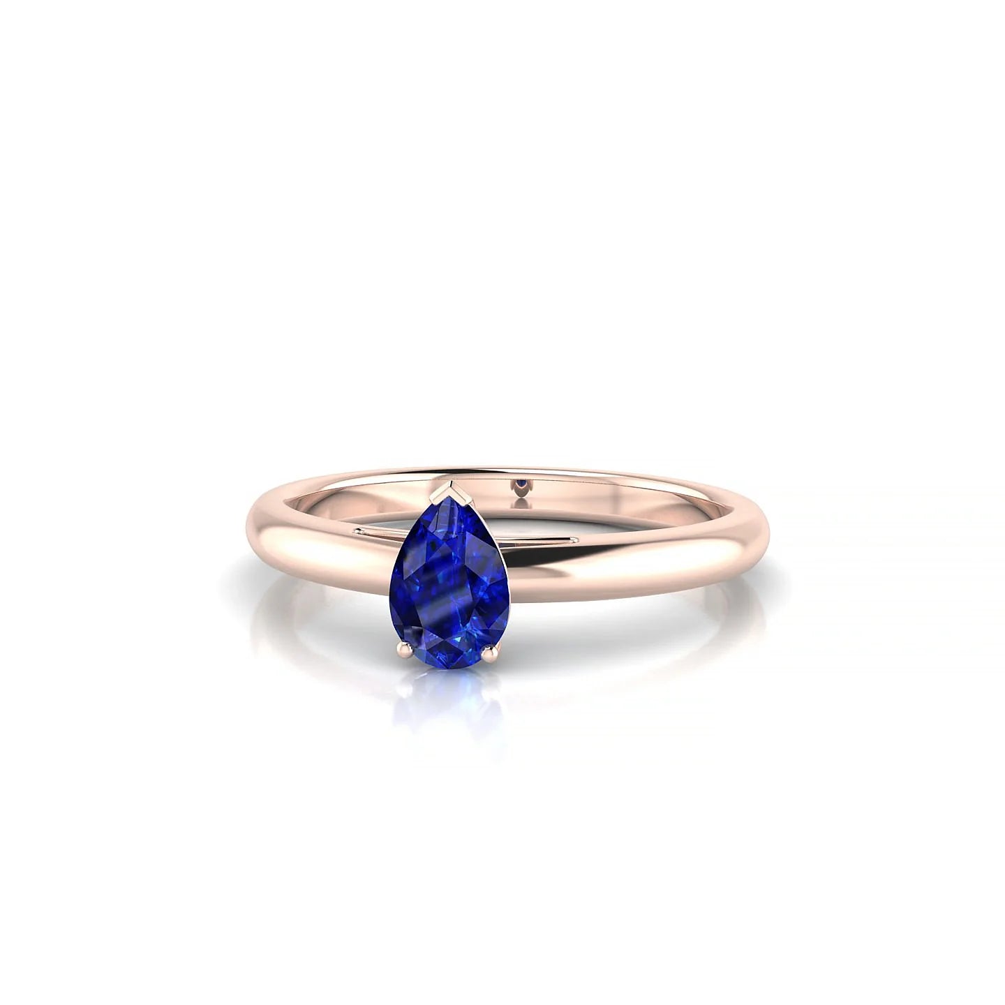 Treasure | 18k Rose Gold 6 x 4 mm Pear Sapphire Ring