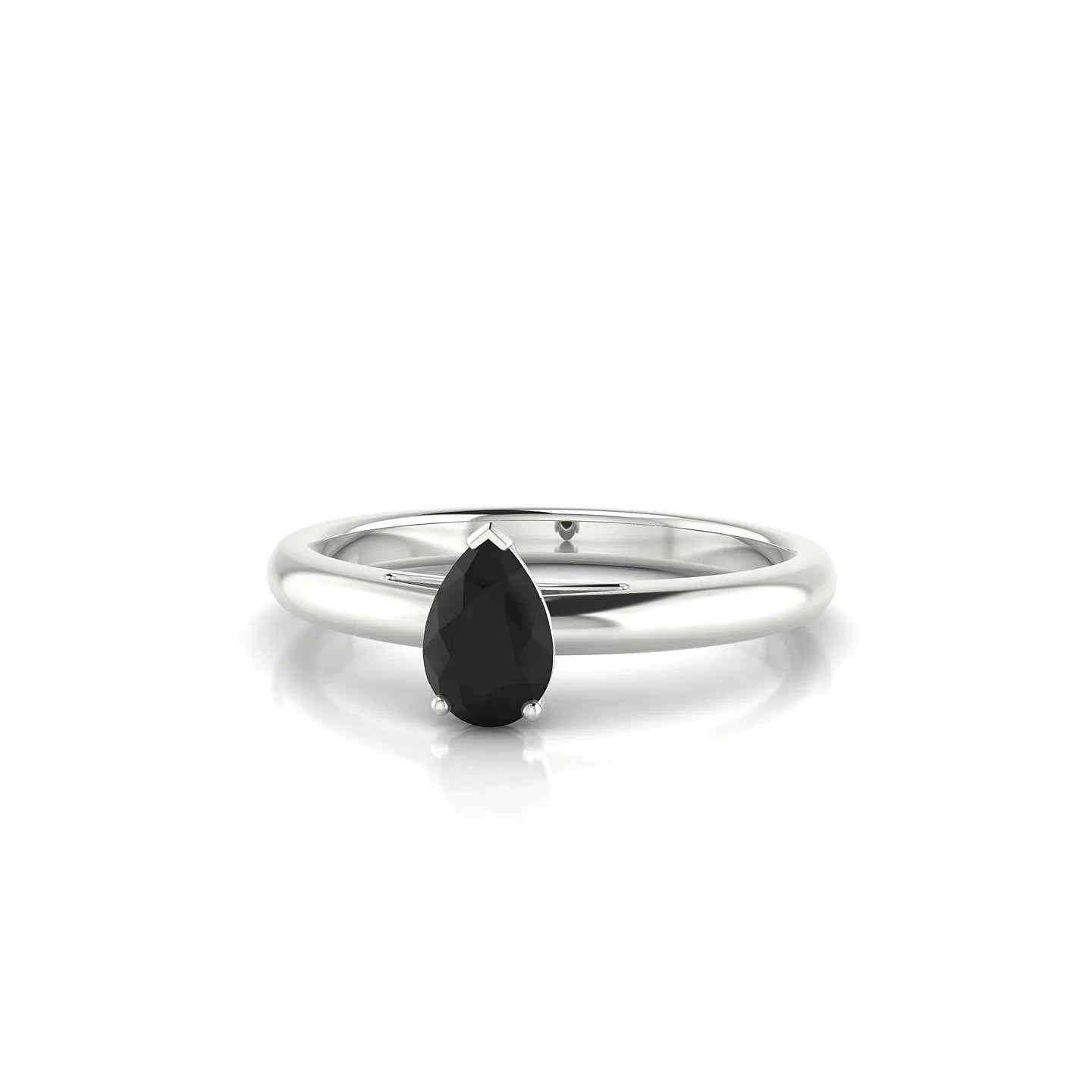 Treasure | 18k White Gold 6 x 4 mm Pear Black Diamond Ring