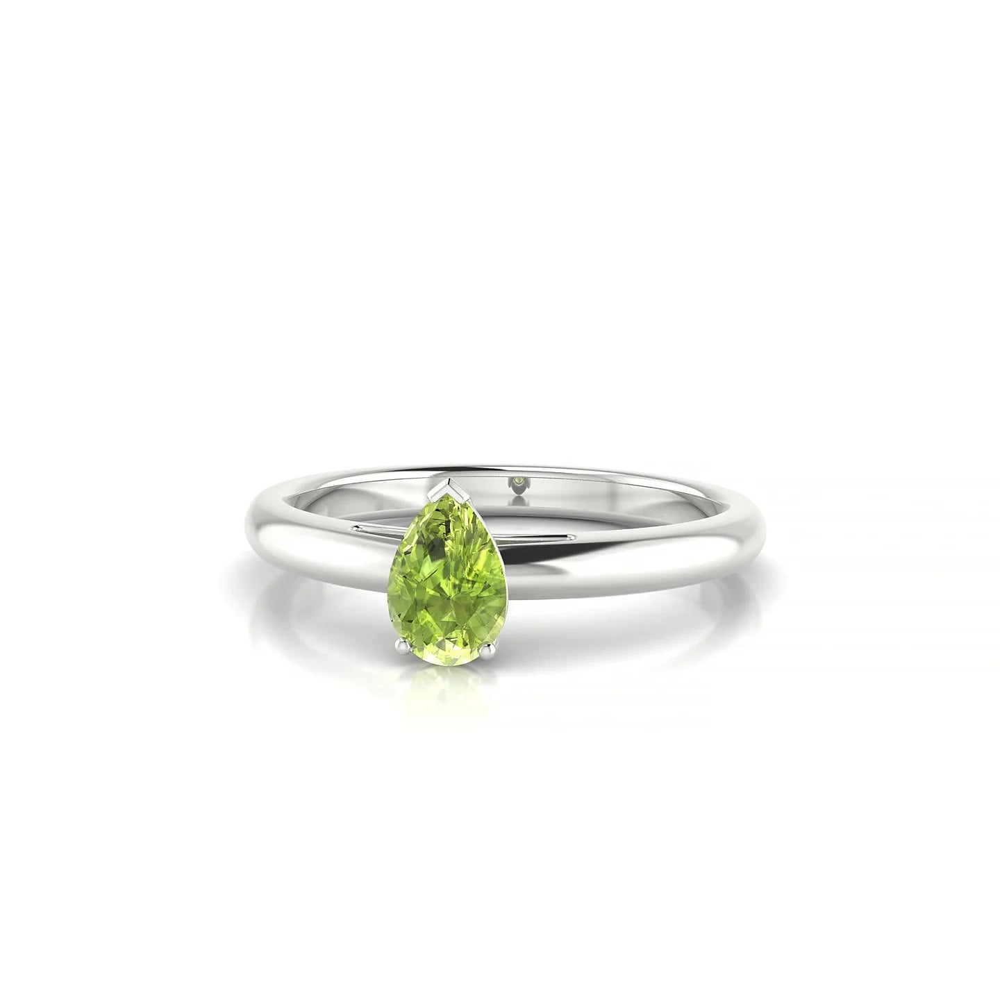 Treasure | 18k White Gold 6 x 4 mm Pear Peridot Ring