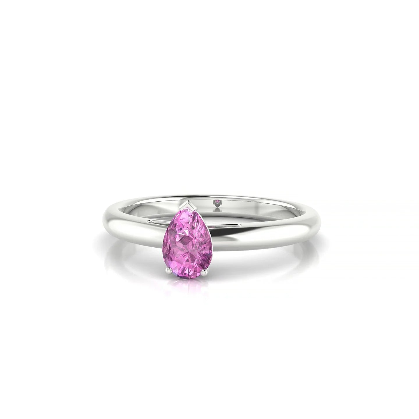 Treasure | 18k White Gold 6 x 4 mm Pear Pink Sapphire Ring