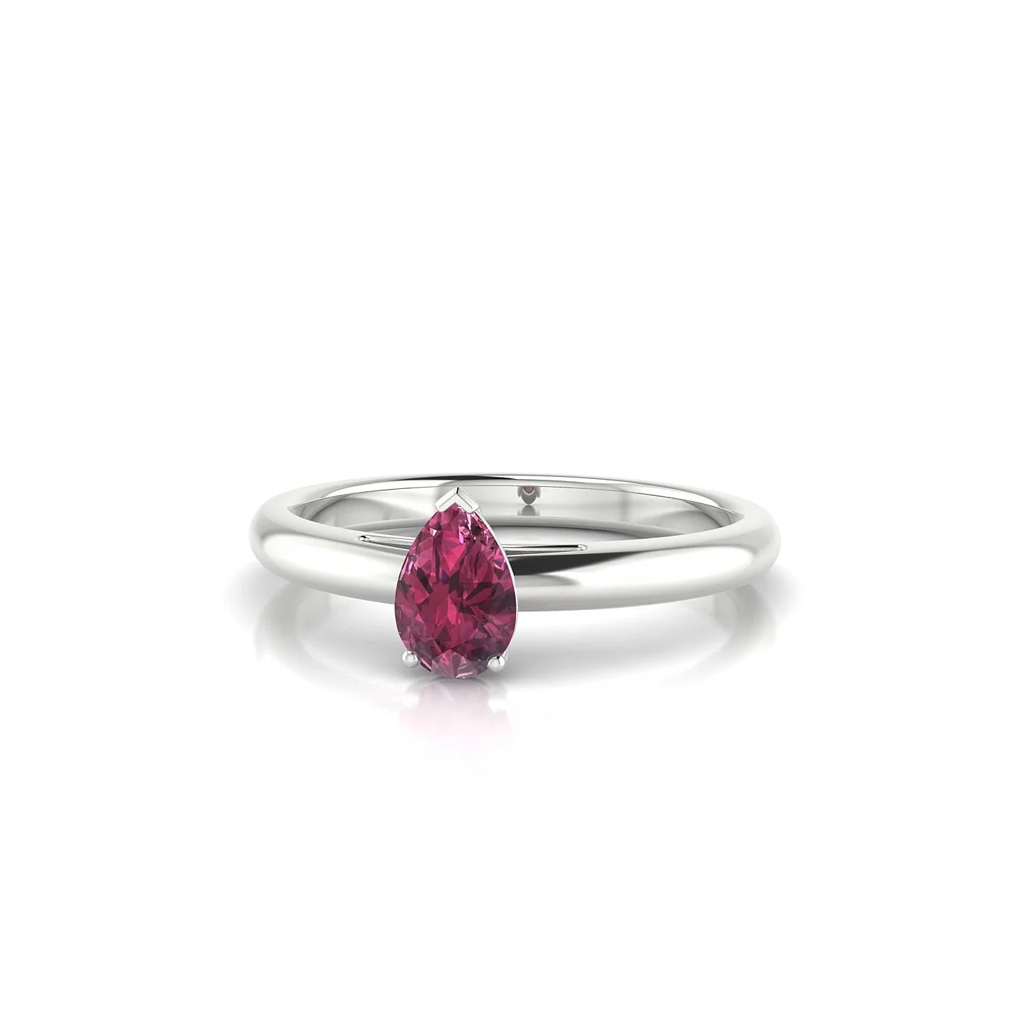 Treasure | 18k White Gold 6 x 4 mm Pear Rhodolite Ring
