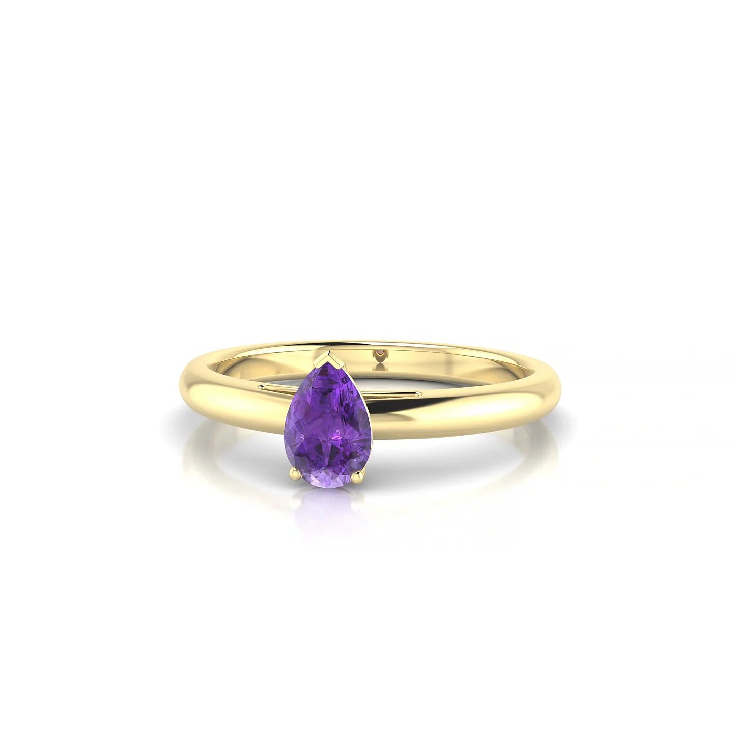 Treasure | 18k Yellow Gold 6 x 4 mm Pear Amethyst Ring