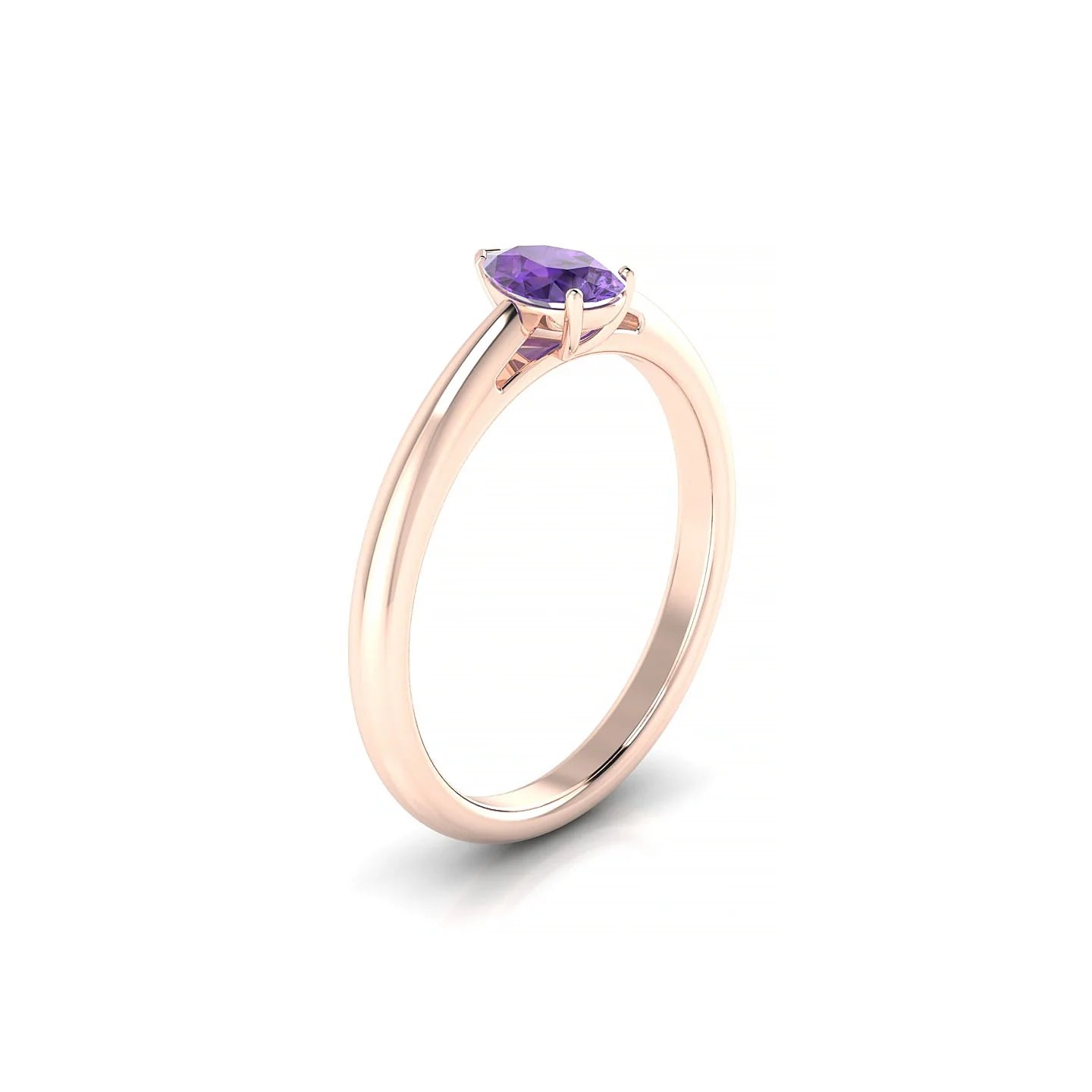 Treasure | 18k Rose Gold 6 x 4 mm Pear Amethyst Ring