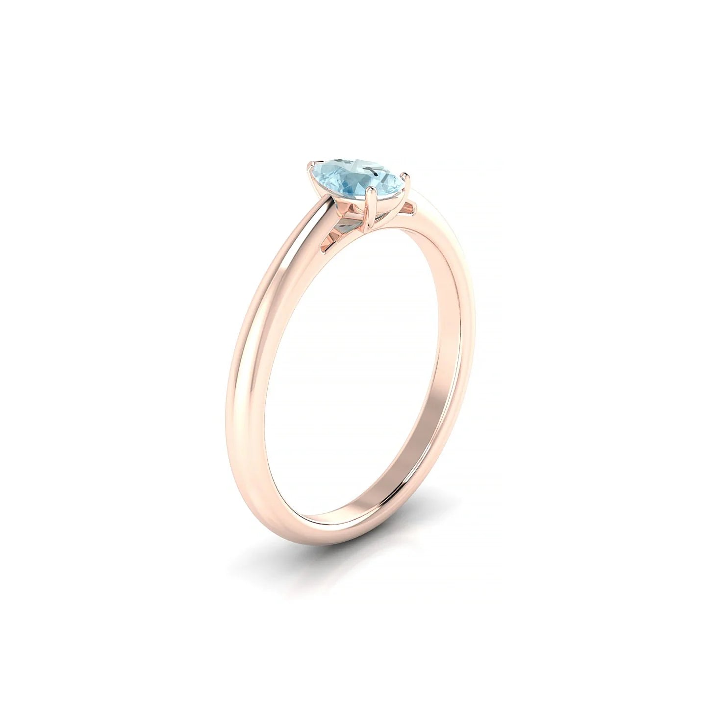 Treasure | 18k Rose Gold 6 x 4 mm Pear Aquamarine Ring