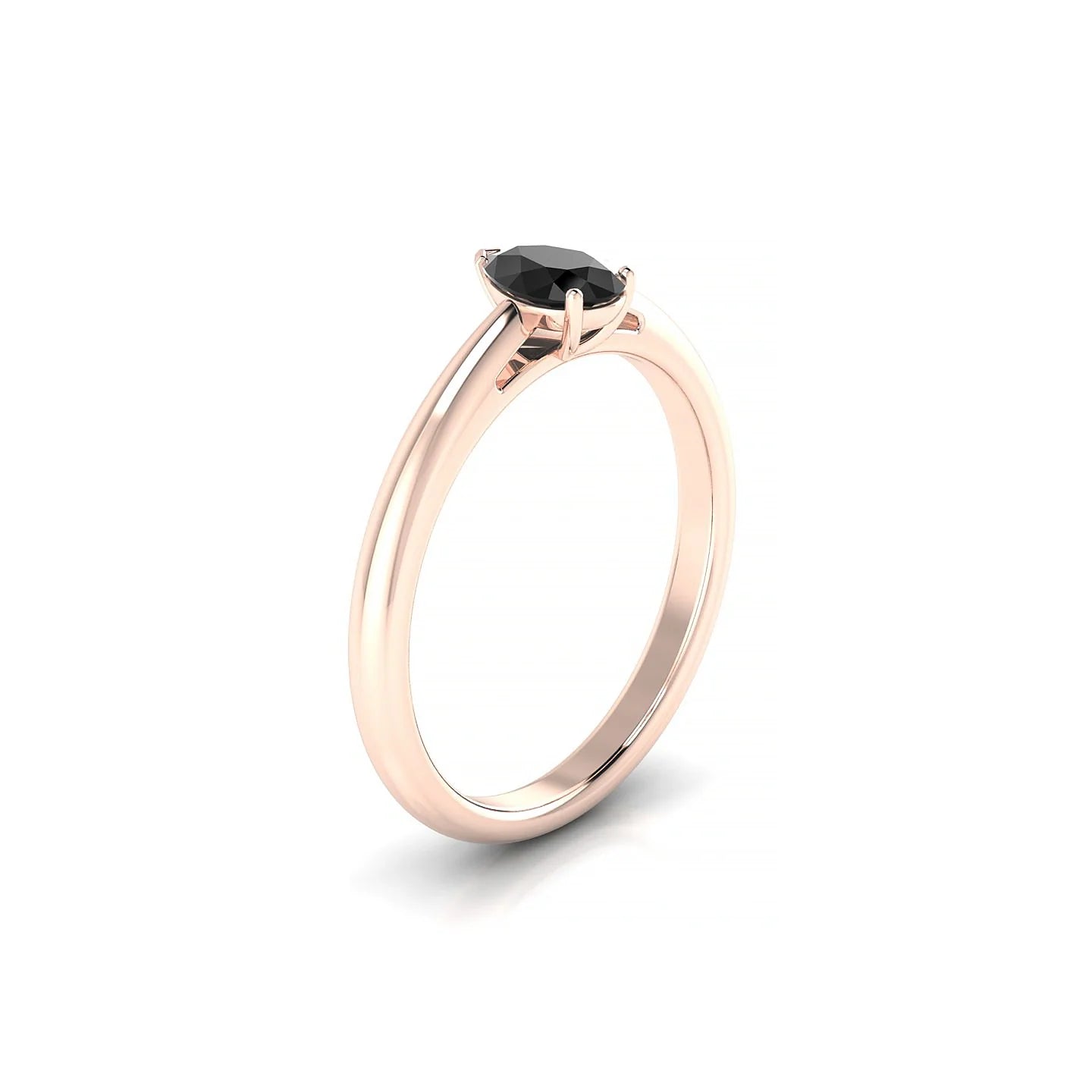 Treasure | 18k Rose Gold 6 x 4 mm Pear Black Diamond Ring