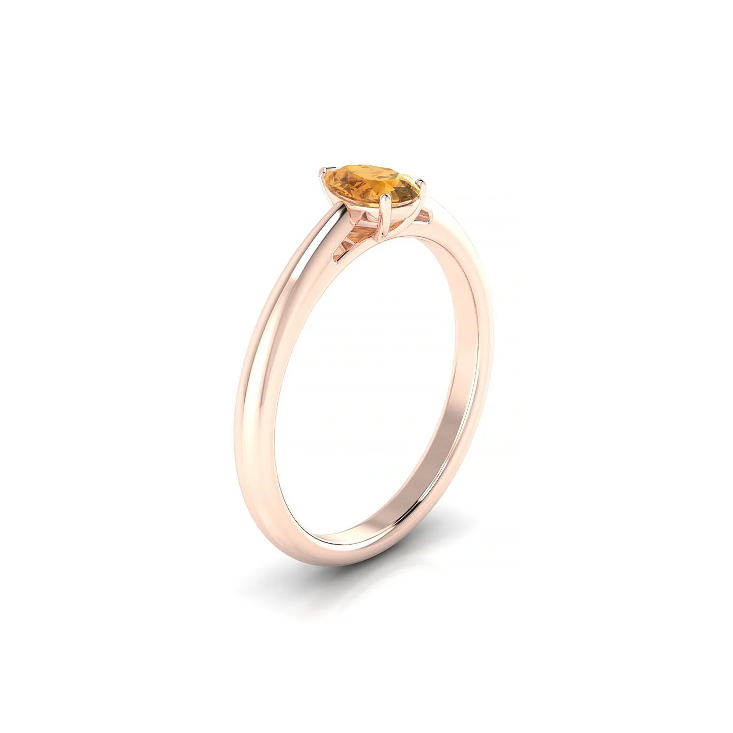 Treasure | 18k Rose Gold 6 x 4 mm Pear Citrine Ring