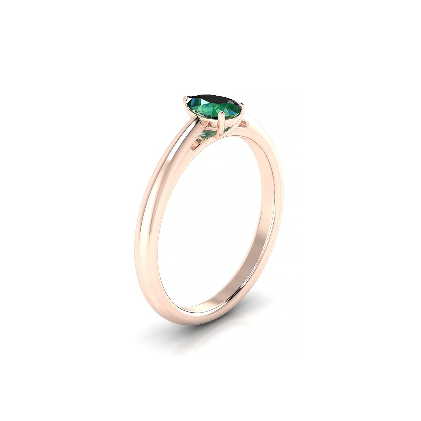 Treasure | 18k Rose Gold 6 x 4 mm Pear Emerald Ring