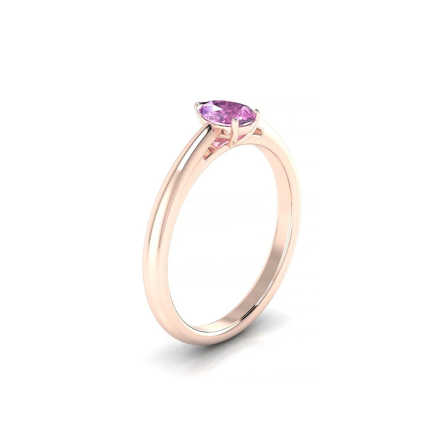 Treasure | 18k Rose Gold 6 x 4 mm Pear Pink Sapphire Ring