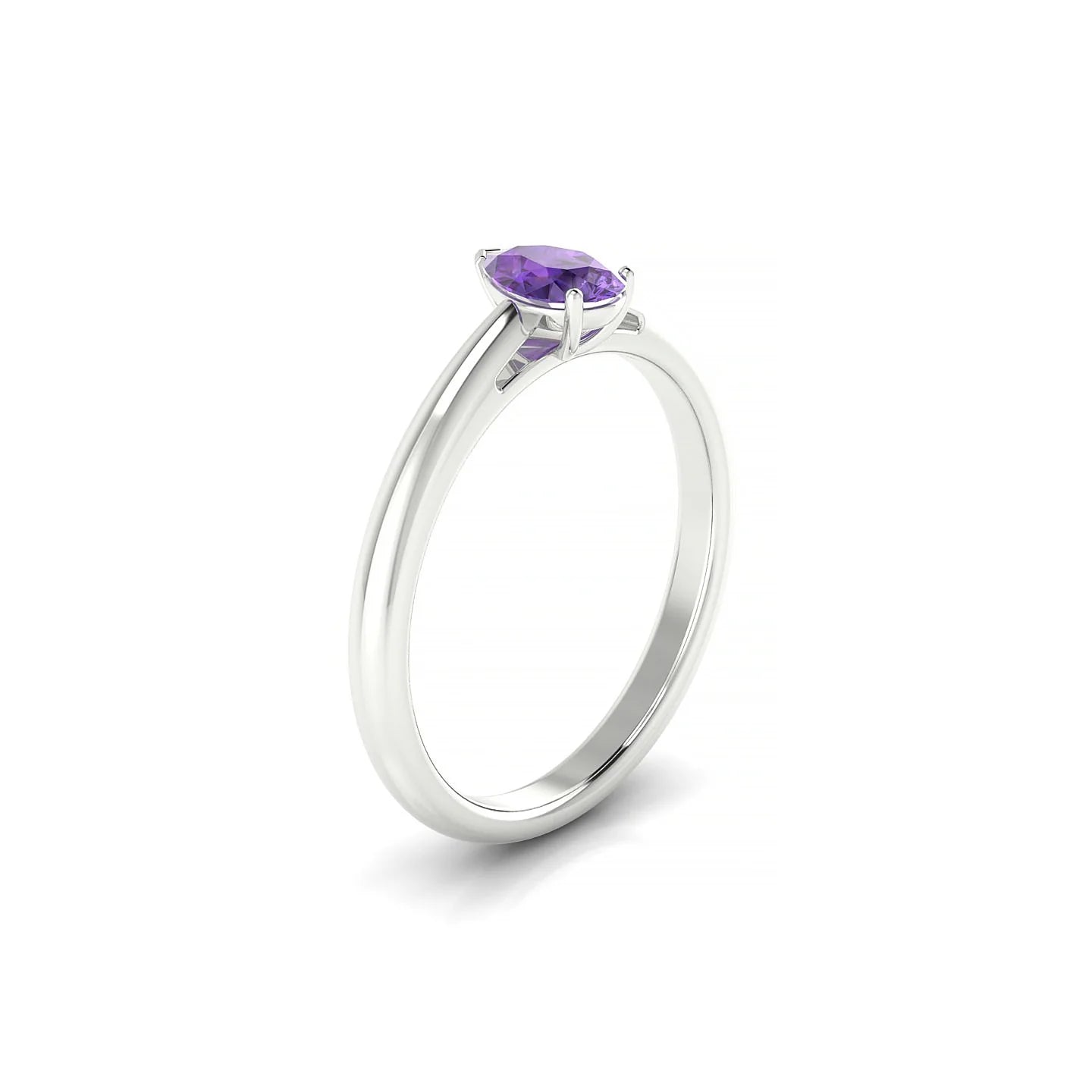 Treasure | 18k White Gold 6 x 4 mm Pear Amethyst Ring