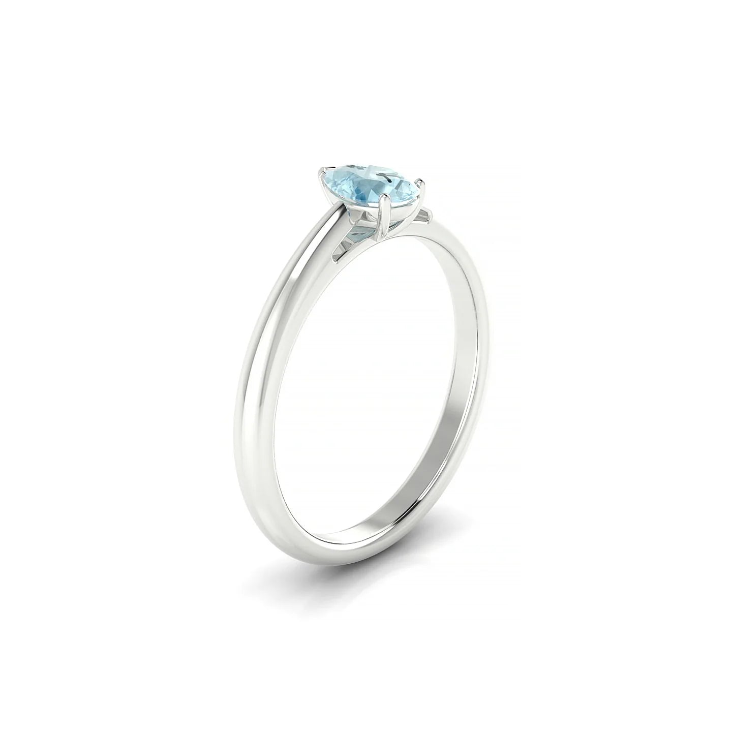 Treasure | 18k White Gold 6 x 4 mm Pear Aquamarine Ring