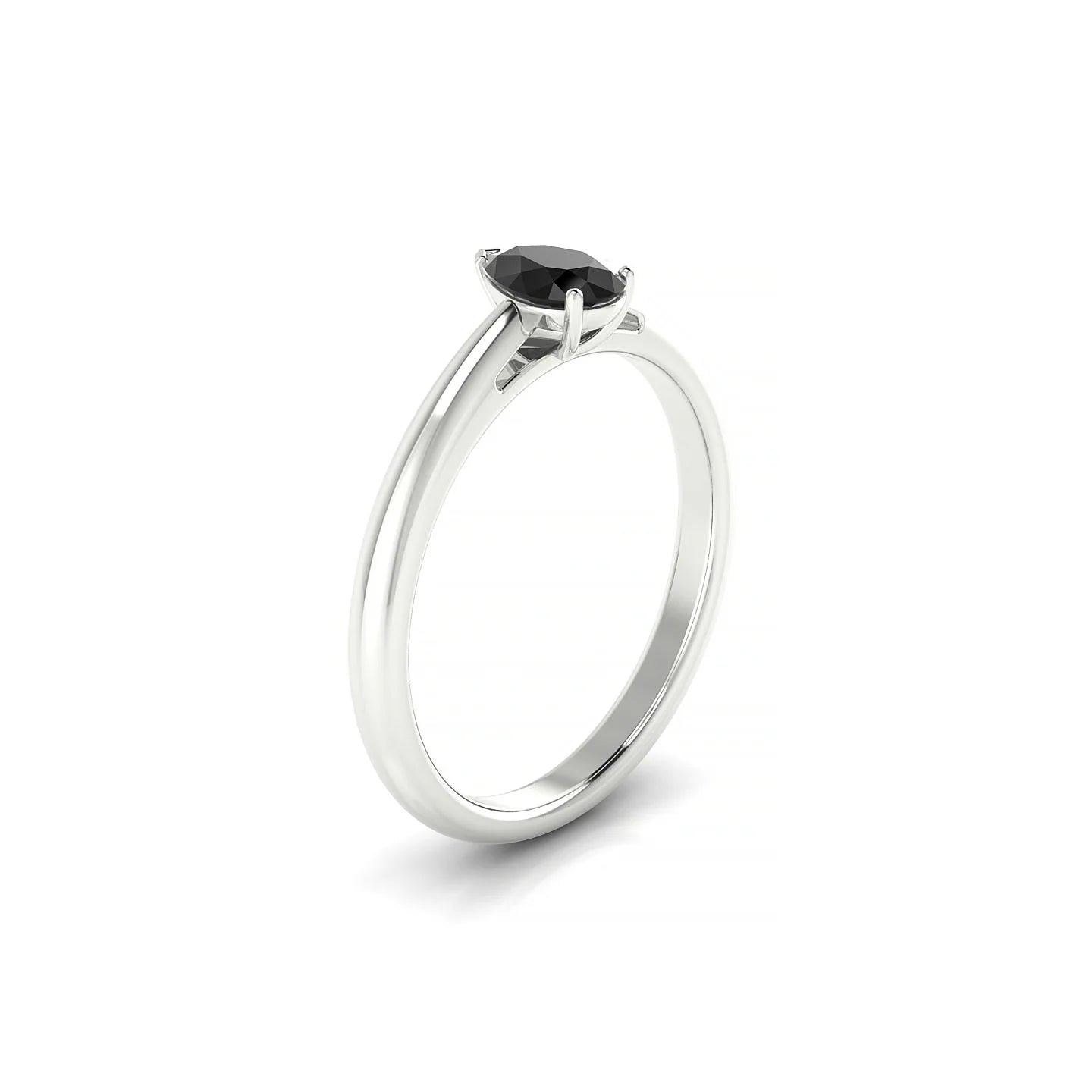 Treasure | 18k White Gold 6 x 4 mm Pear Black Diamond Ring
