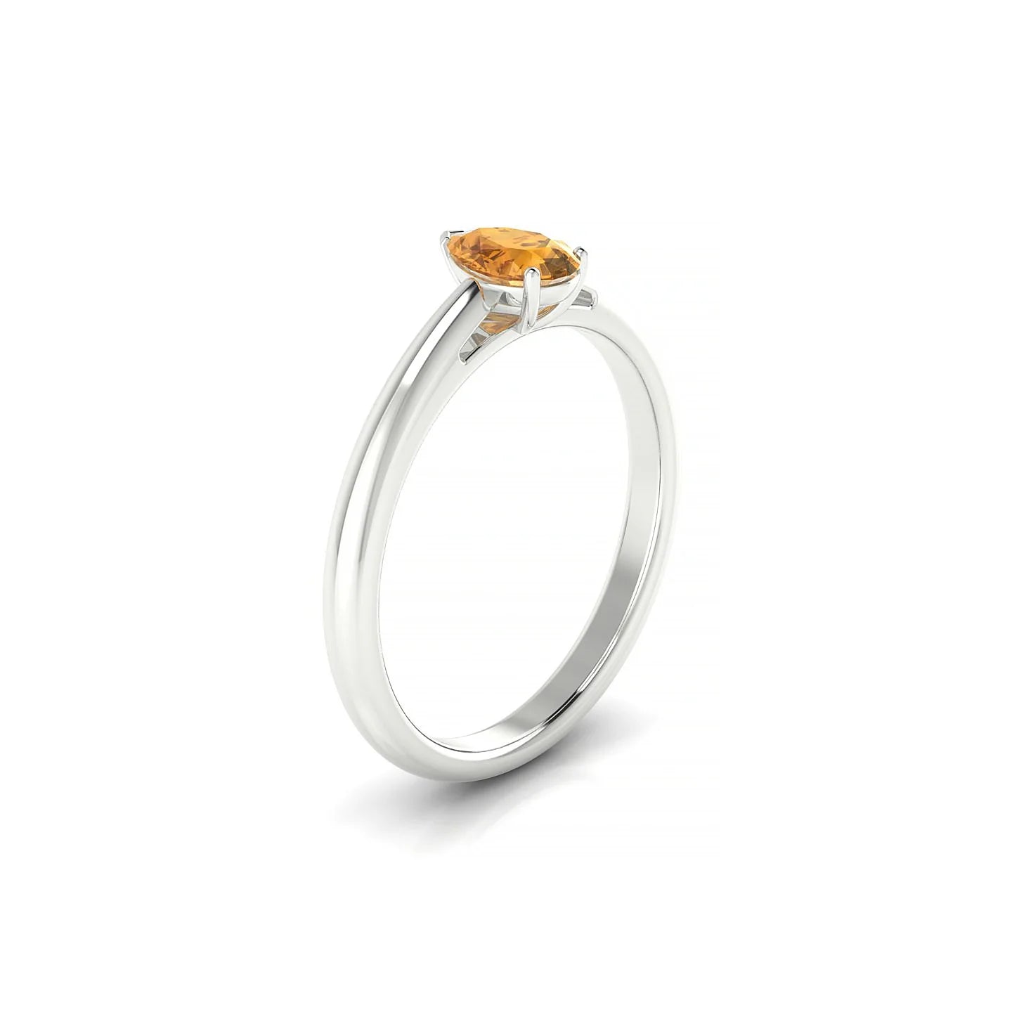 Treasure | 18k White Gold 6 x 4 mm Pear Citrine Ring