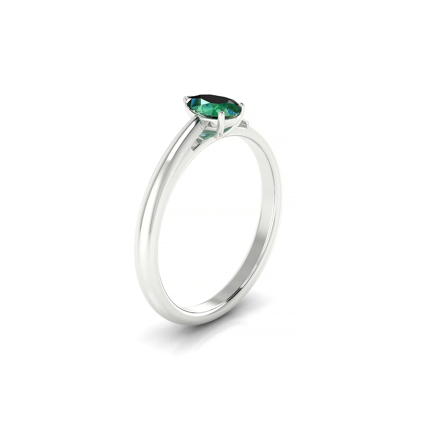 Treasure | 18k White Gold 6 x 4 mm Pear Emerald Ring