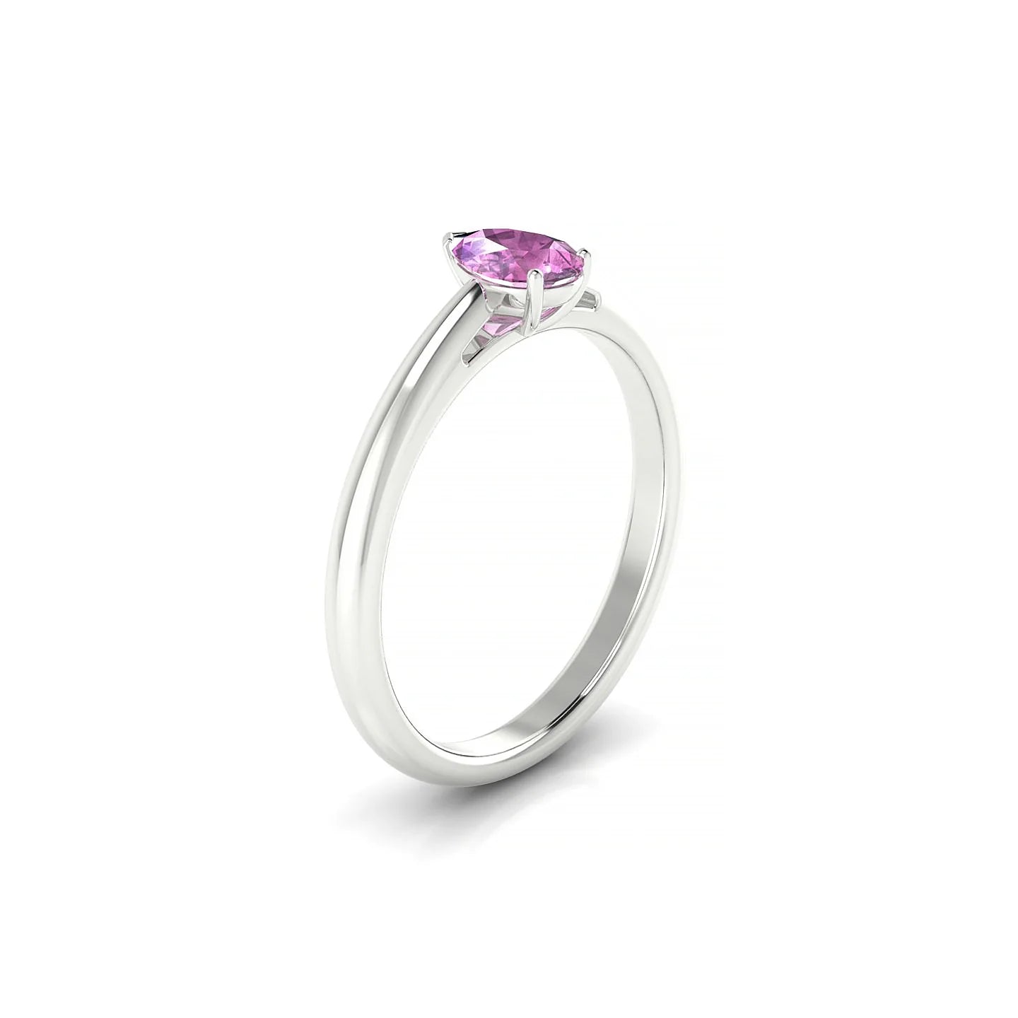 Treasure | 18k White Gold 6 x 4 mm Pear Pink Sapphire Ring