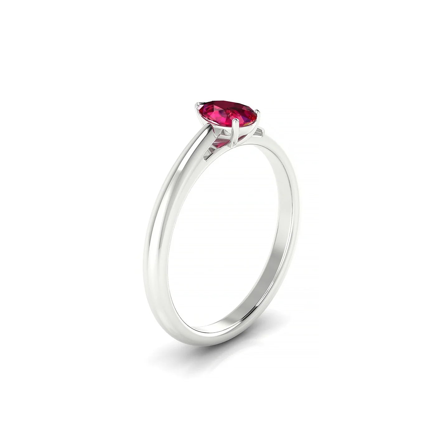 Treasure | 18k White Gold 6 x 4 mm Pear Ruby Ring