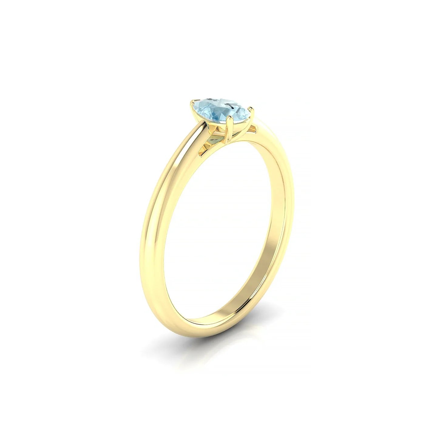 Treasure | 18k Yellow Gold 6 x 4 mm Pear Aquamarine Ring