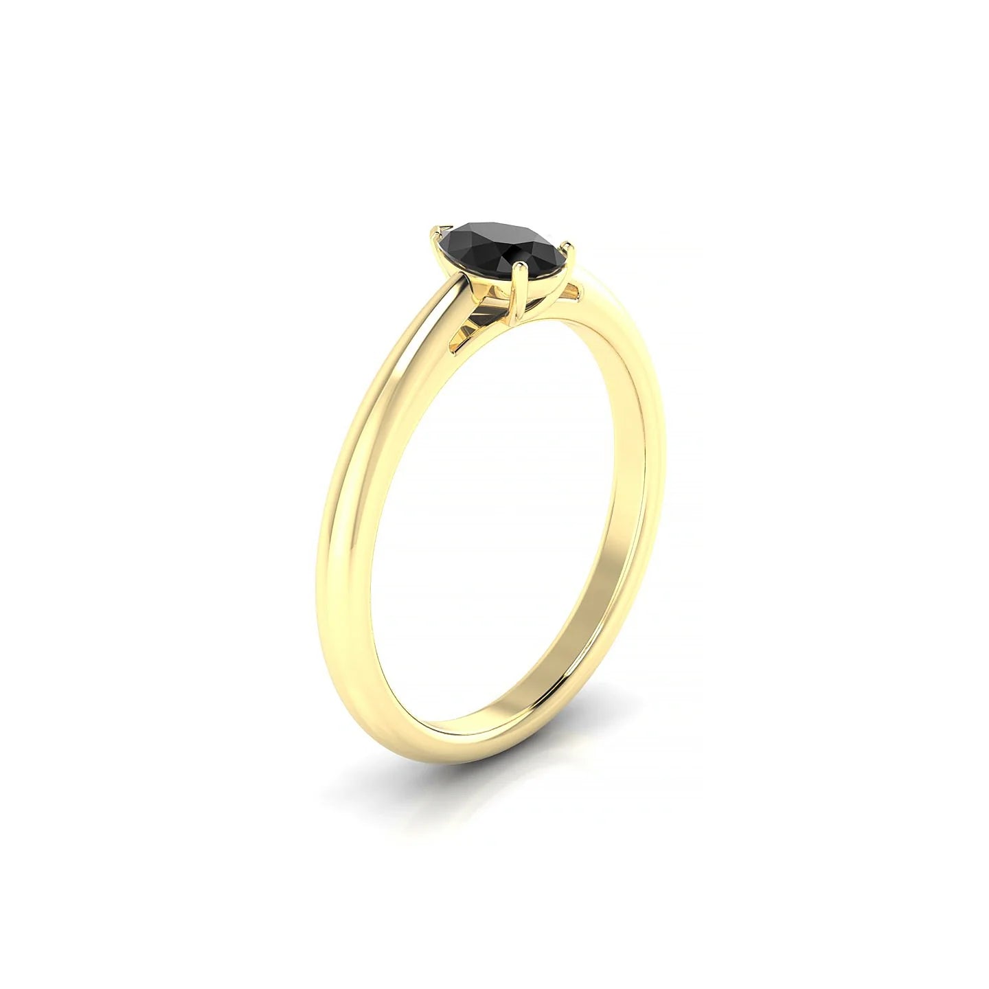 Treasure | 18k Yellow Gold 6 x 4 mm Pear Black Diamond Ring