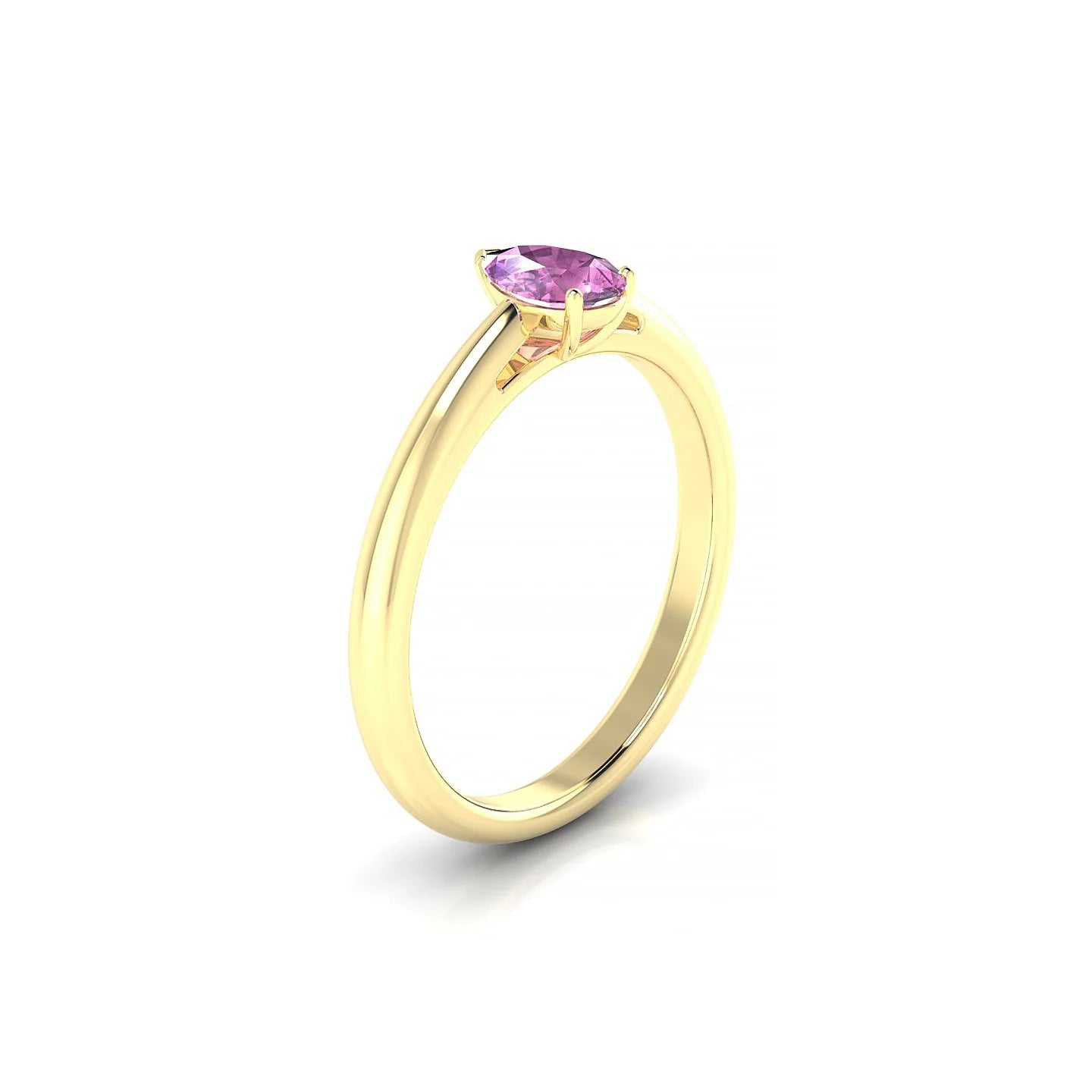Treasure | 18k Yellow Gold 6 x 4 mm Pear Pink Sapphire Ring