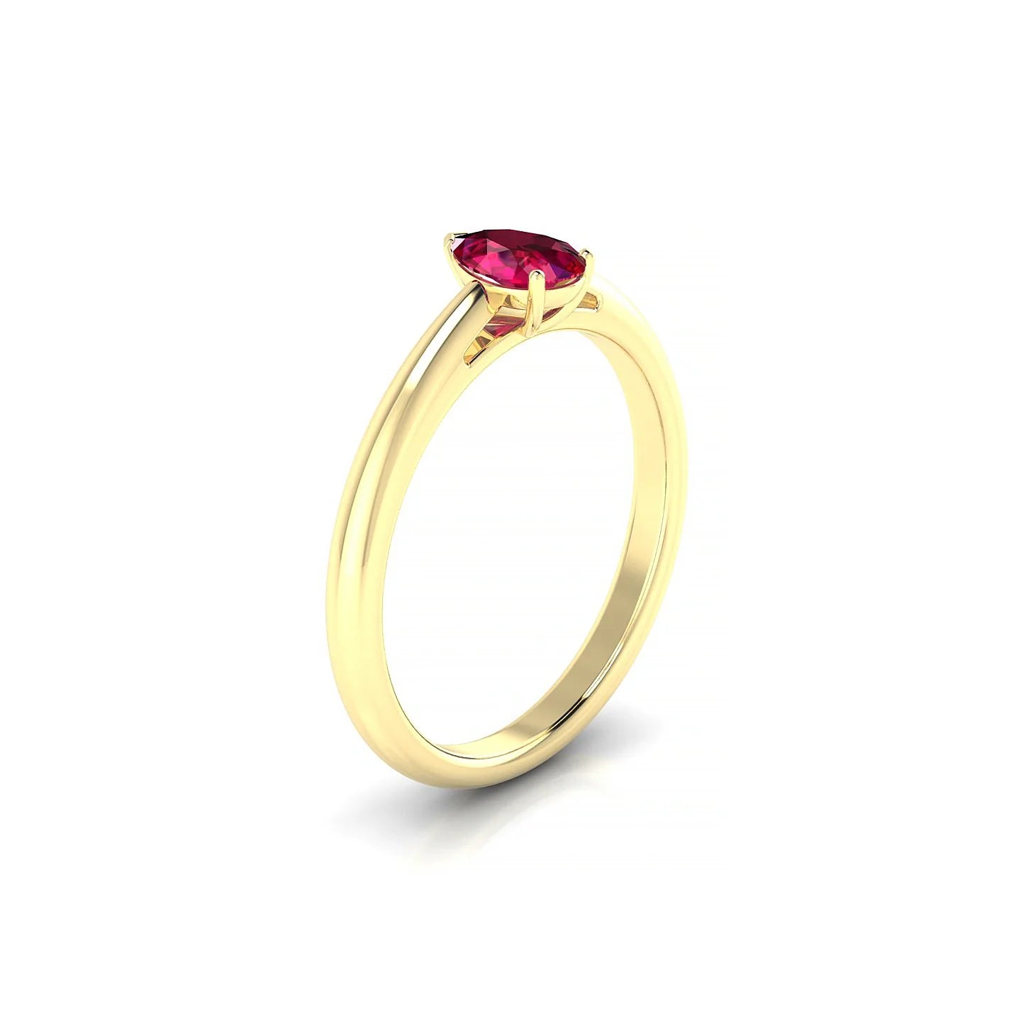 Treasure | 18k Yellow Gold 6 x 4 mm Pear Ruby Ring