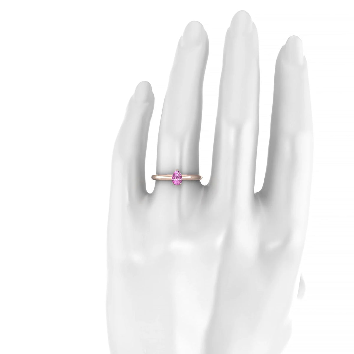 Treasure | 18k Rose Gold 6 x 4 mm Pear Pink Sapphire Ring