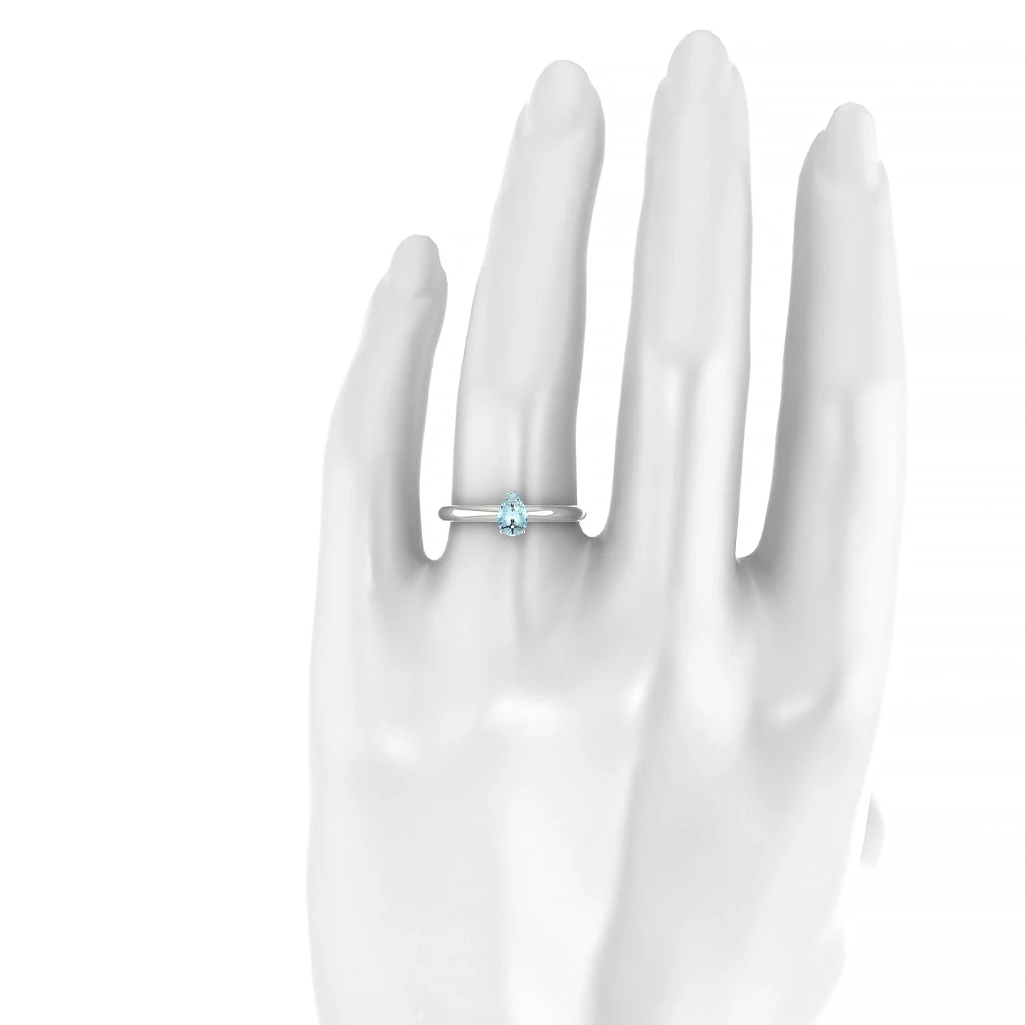 Treasure | 18k White Gold 6 x 4 mm Pear Aquamarine Ring