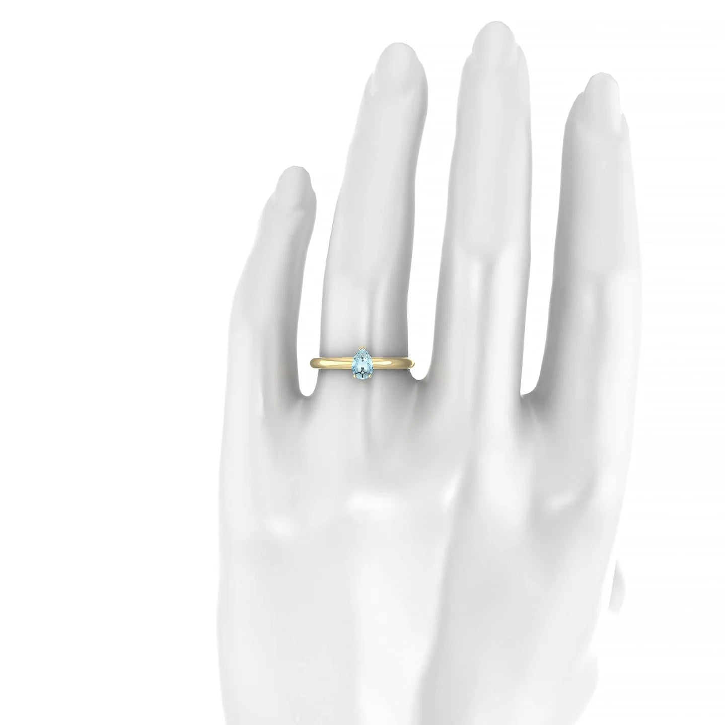 Treasure | 18k Yellow Gold 6 x 4 mm Pear Aquamarine Ring