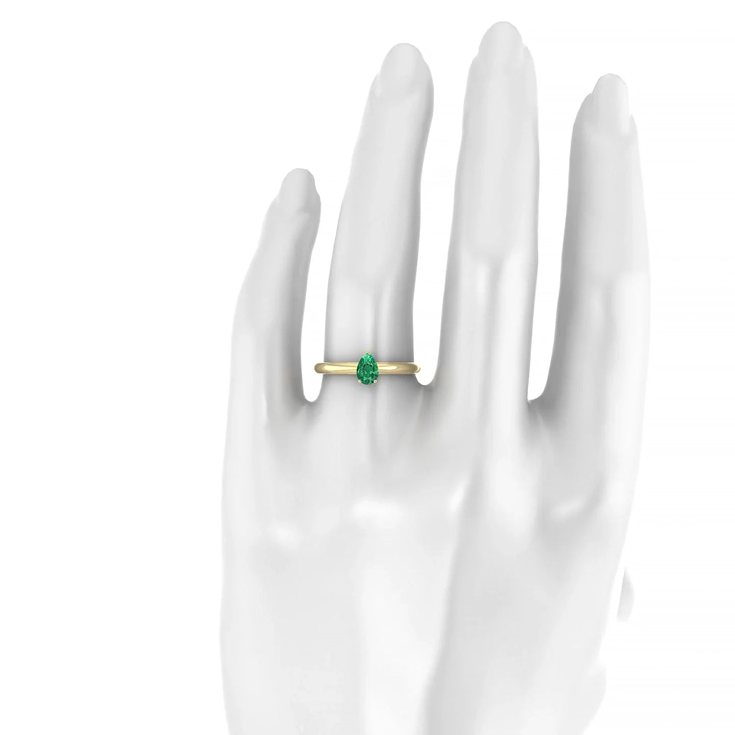 Treasure | 18k Yellow Gold 6 x 4 mm Pear Emerald Ring