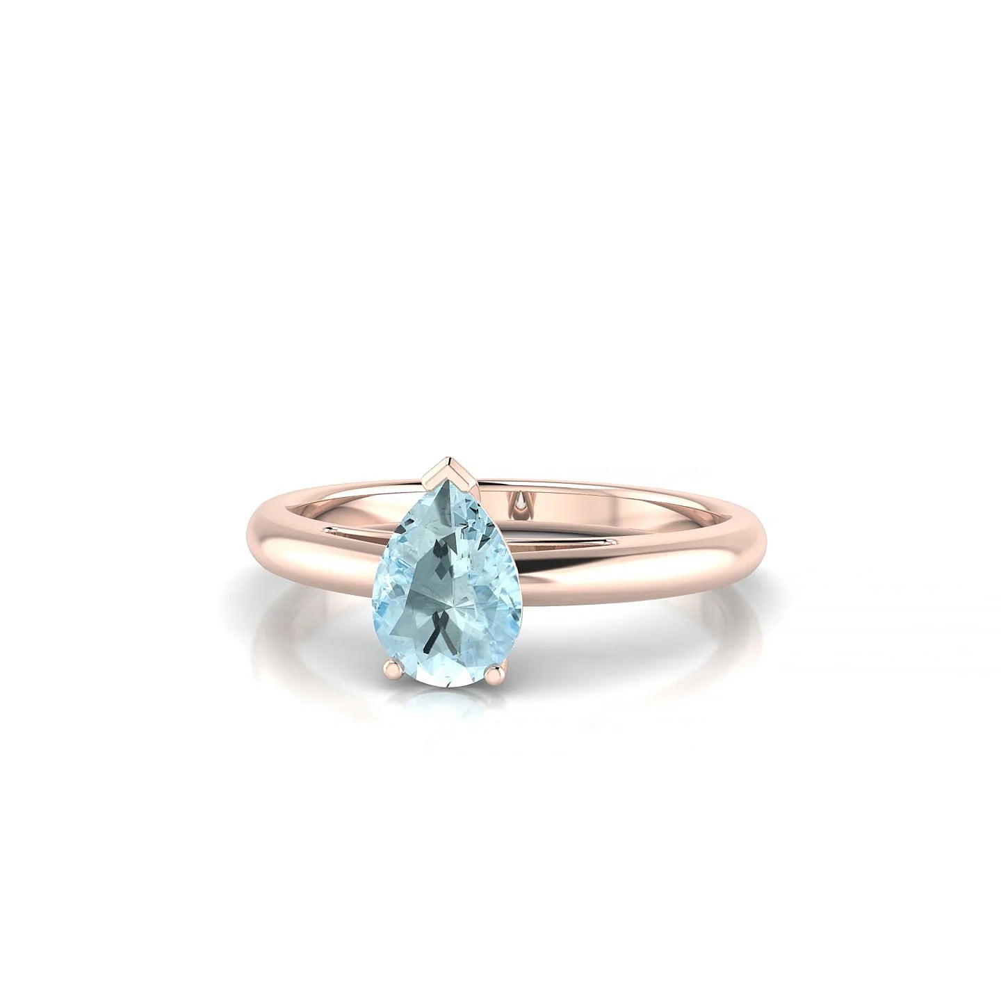 Treasure | 18k Rose Gold 7 x 5 mm Pear Aquamarine Ring
