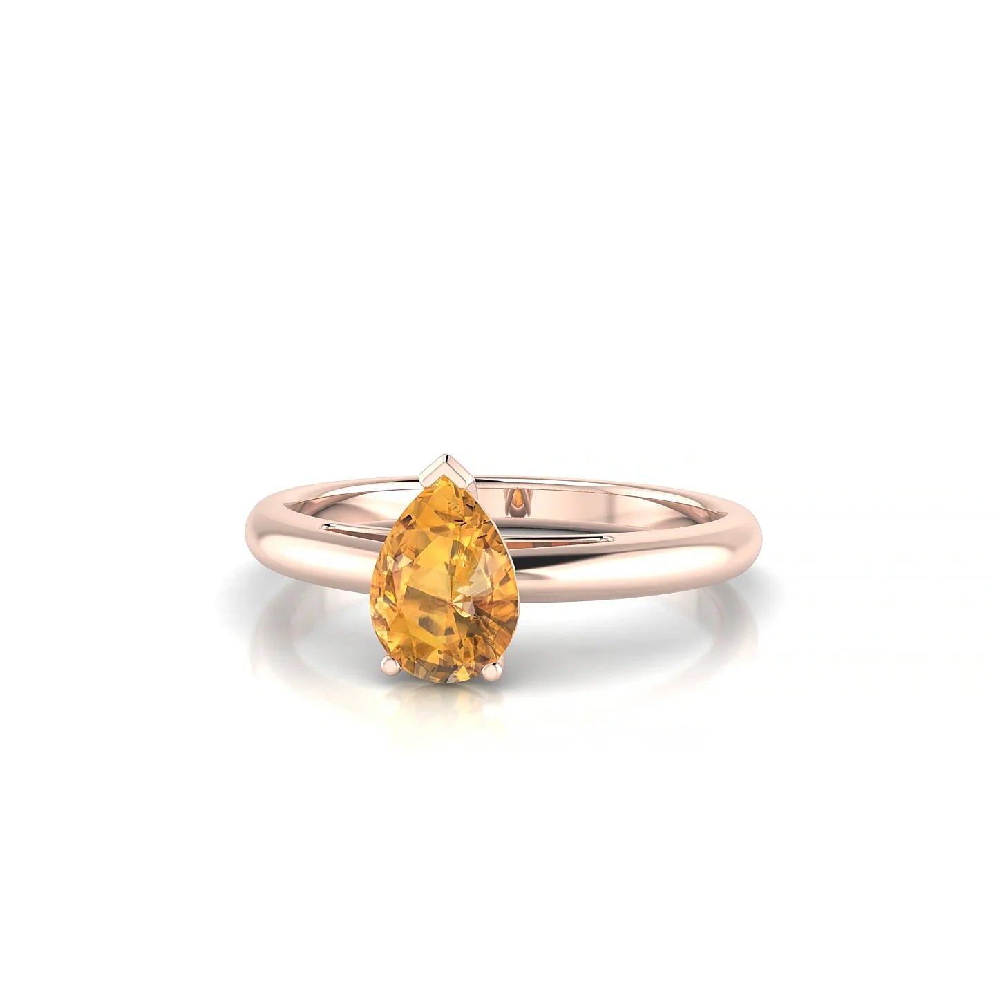 Treasure | 18k Rose Gold 7 x 5 mm Pear Citrine Ring
