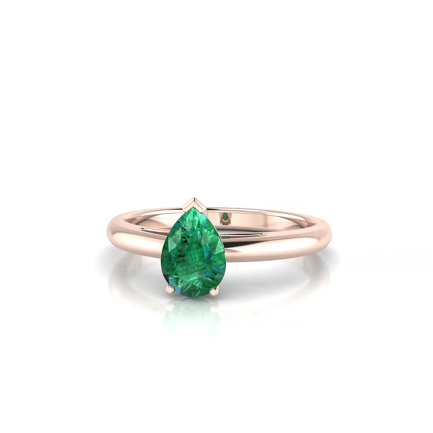 Treasure | 18k Rose Gold 7 x 5 mm Pear Emerald Ring