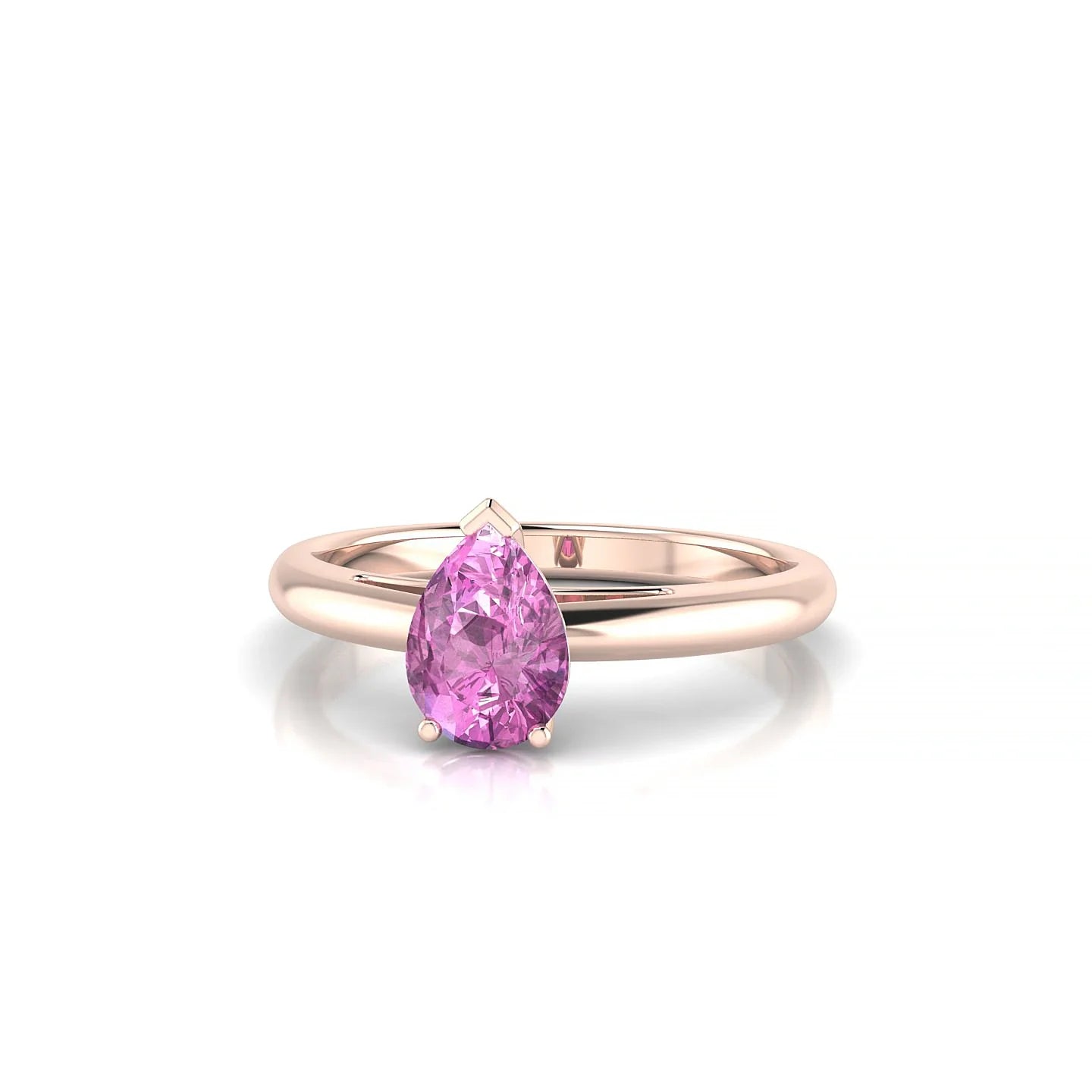 Treasure | 18k Rose Gold 7 x 5 mm Pear Pink Sapphire Ring