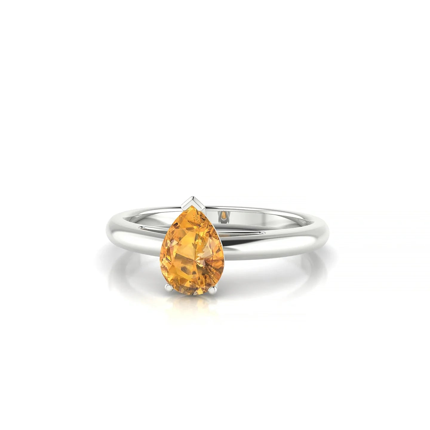 Treasure | 18k White Gold 7 x 5 mm Pear Citrine Ring