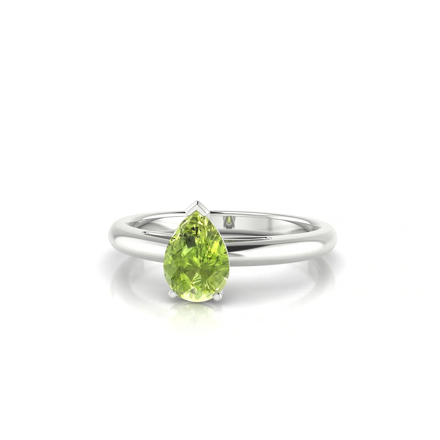 Treasure | 18k White Gold 7 x 5 mm Pear Peridot Ring