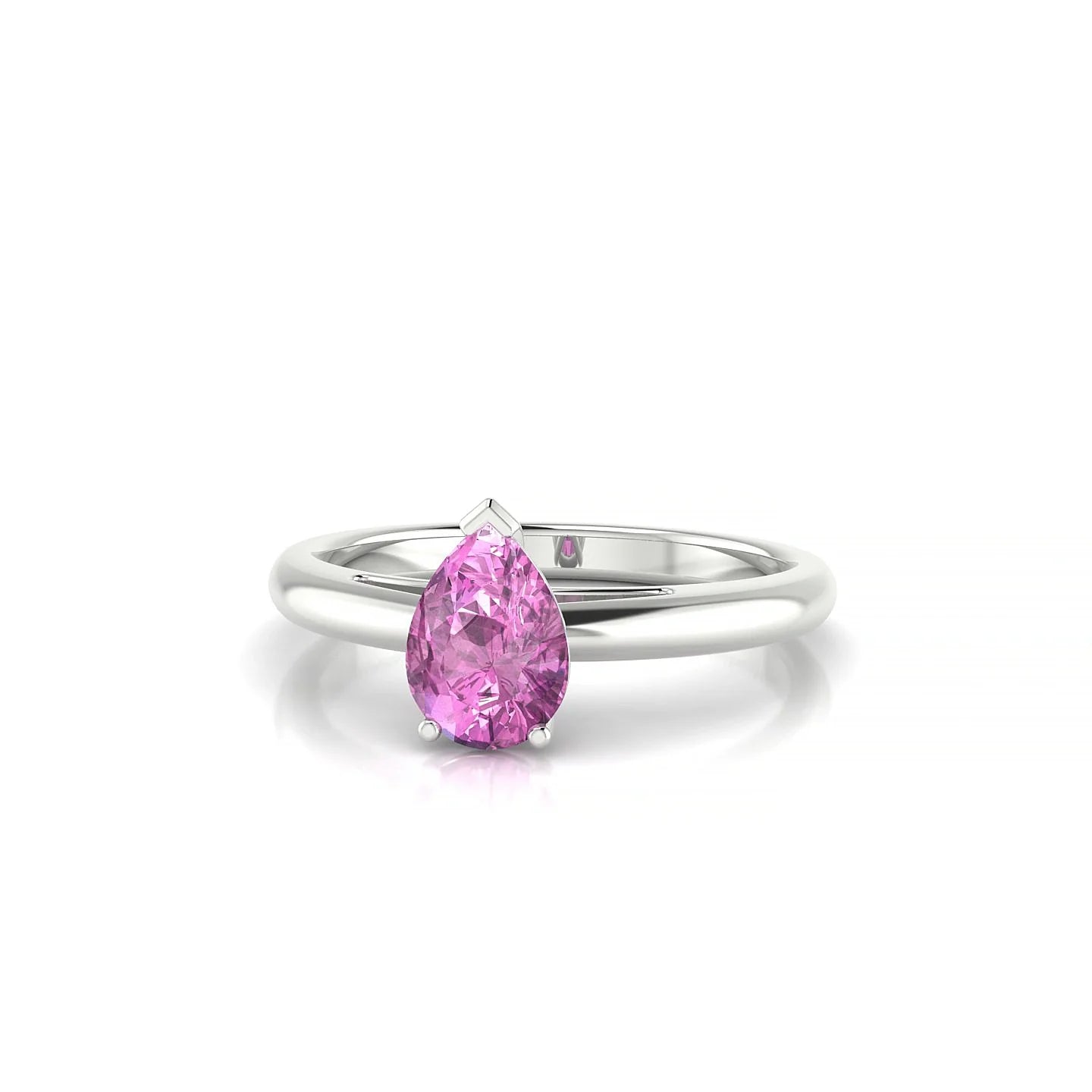 Treasure | 18k White Gold 7 x 5 mm Pear Pink Sapphire Ring