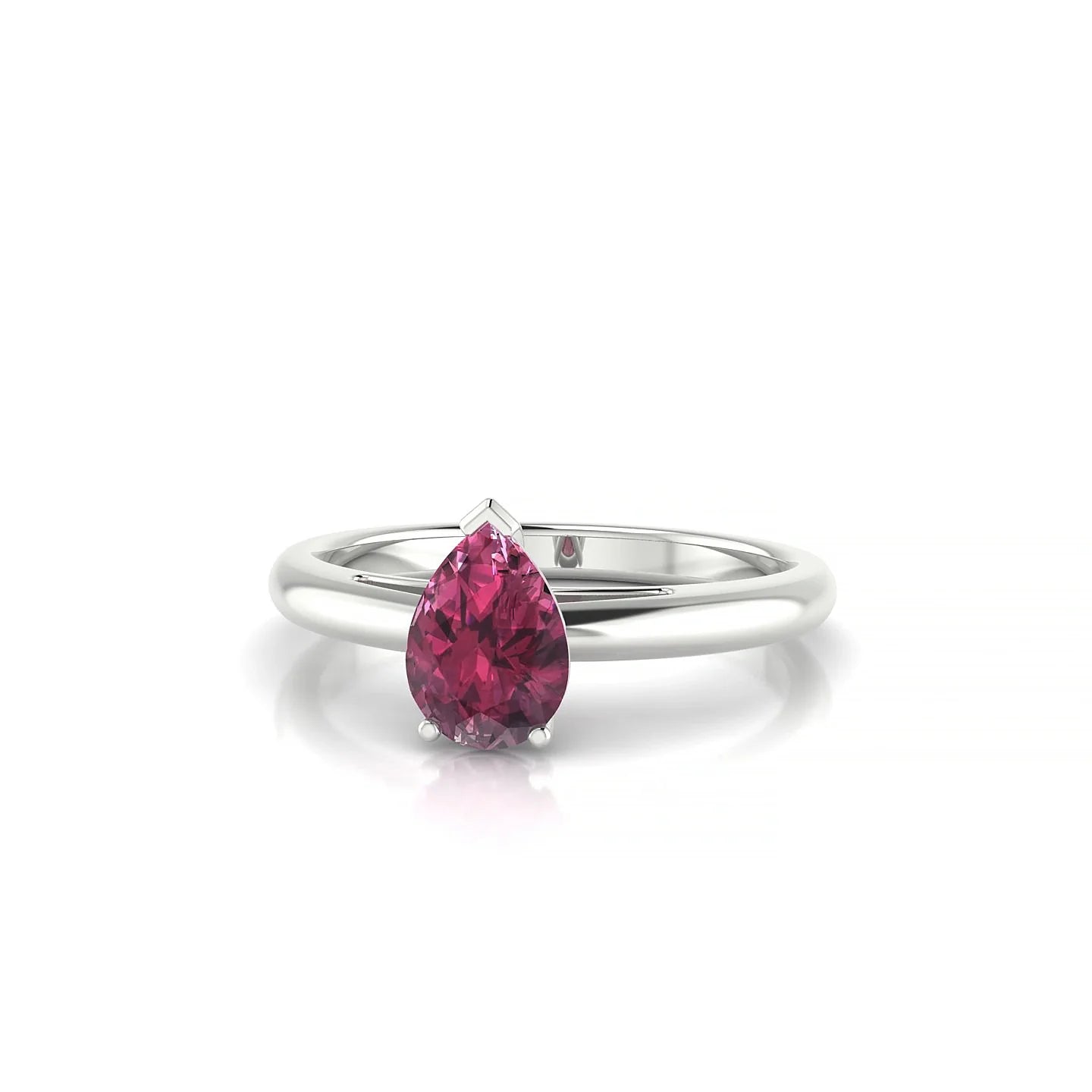 Treasure | 18k White Gold 7 x 5 mm Pear Rhodolite Ring