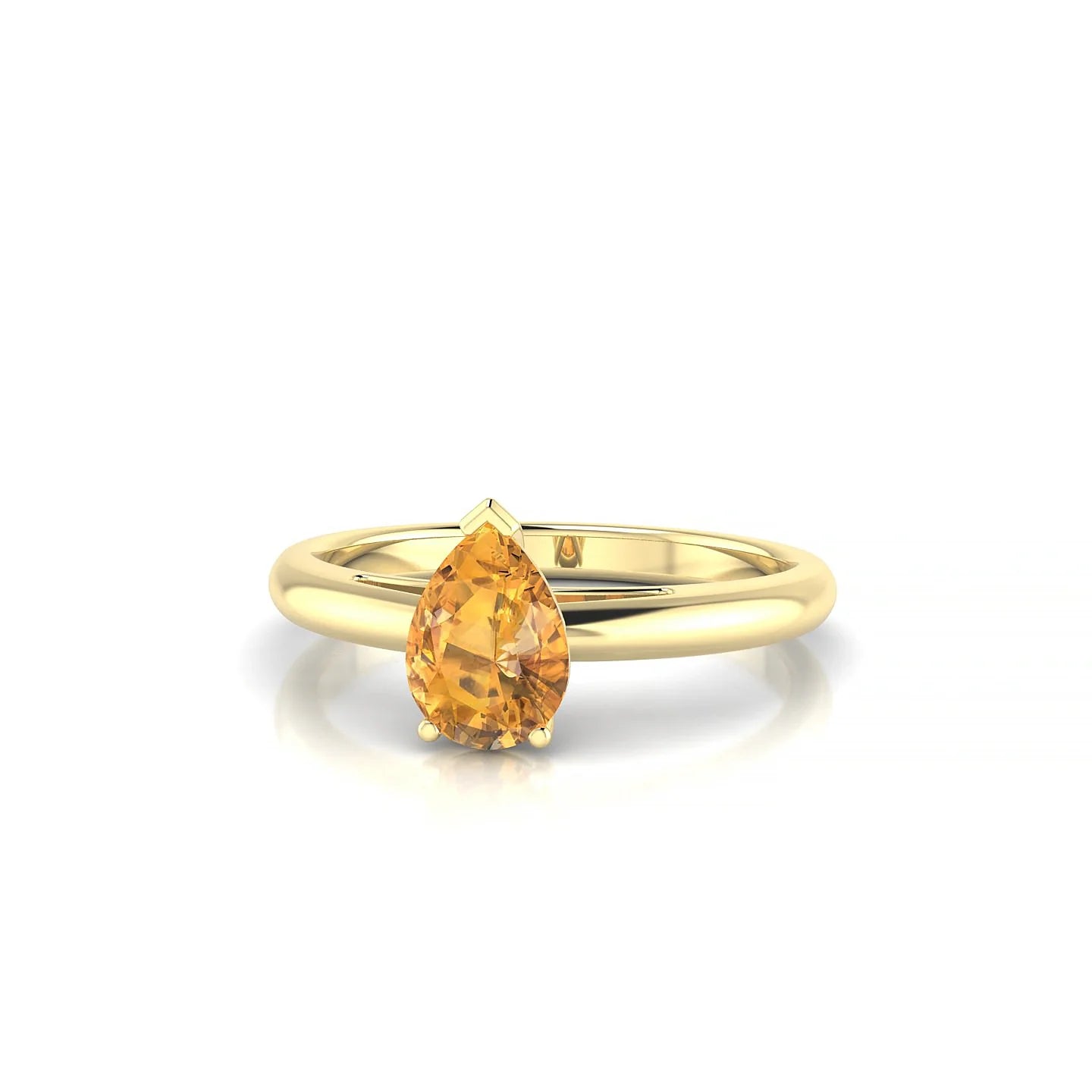 Treasure | 18k Yellow Gold 7 x 5 mm Pear Citrine Ring