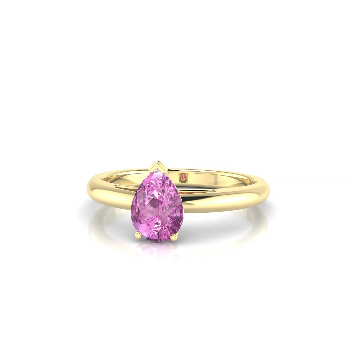 Treasure | 18k Yellow Gold 7 x 5 mm Pear Pink Sapphire Ring