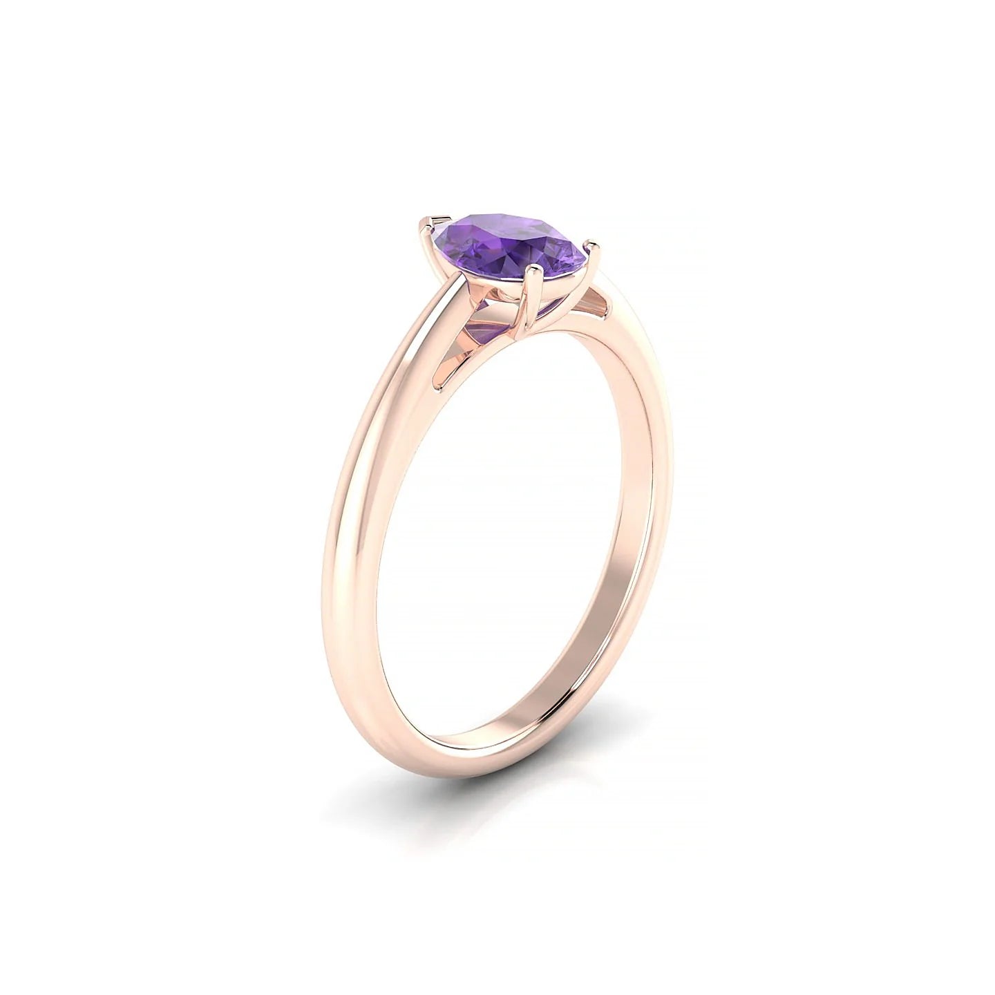 Treasure | 18k Rose Gold 7 x 5 mm Pear Amethyst Ring