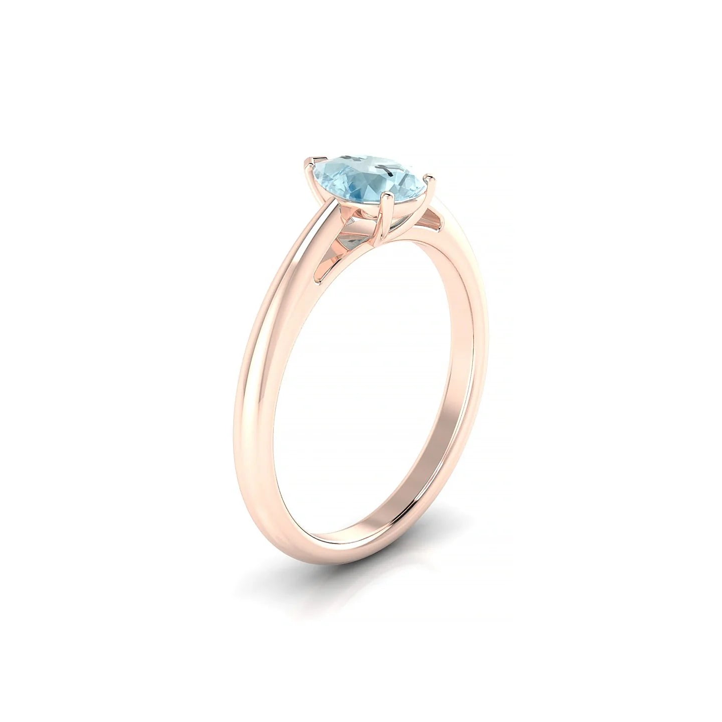 Treasure | 18k Rose Gold 7 x 5 mm Pear Aquamarine Ring