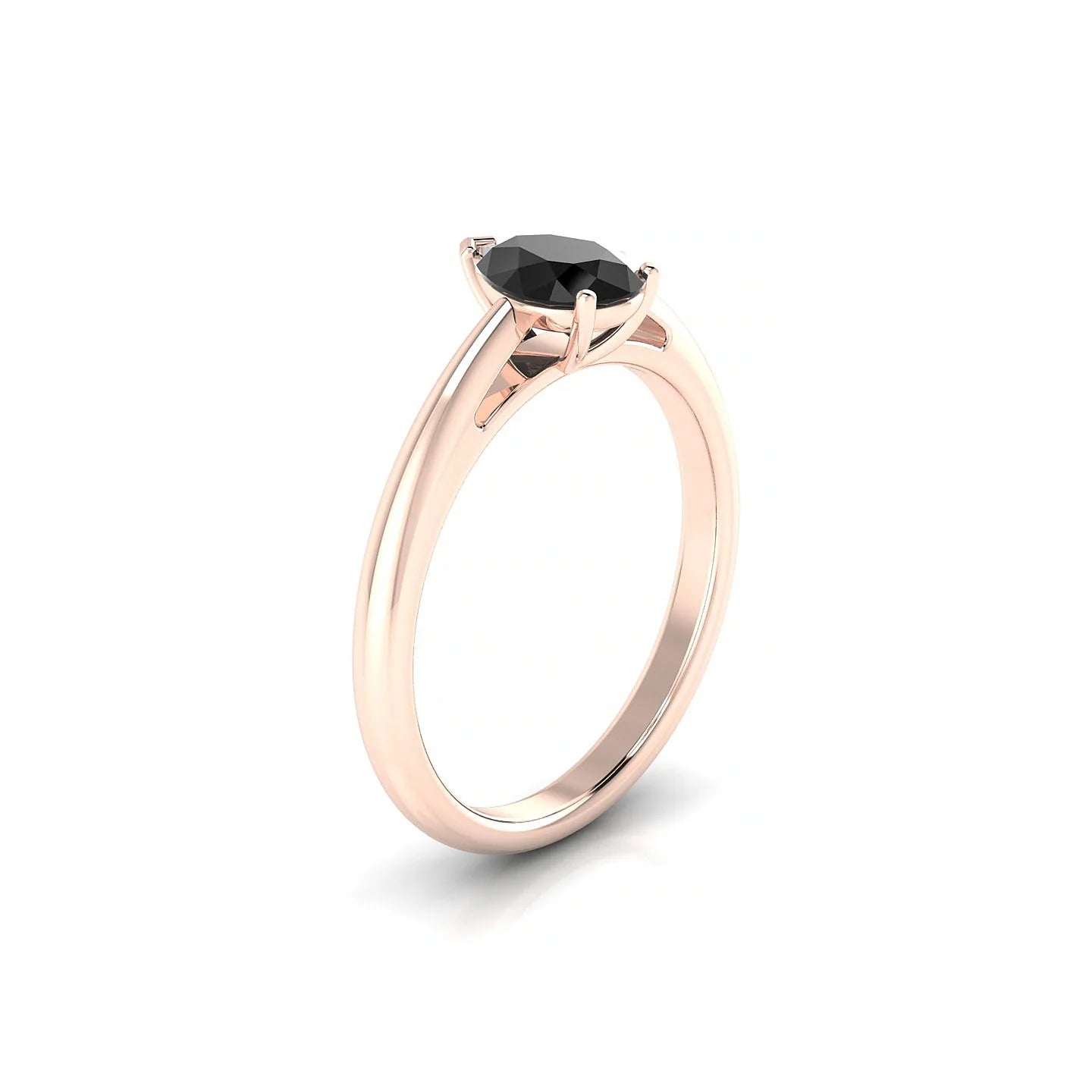 Treasure | 18k Rose Gold 7 x 5 mm Pear Black Diamond Ring
