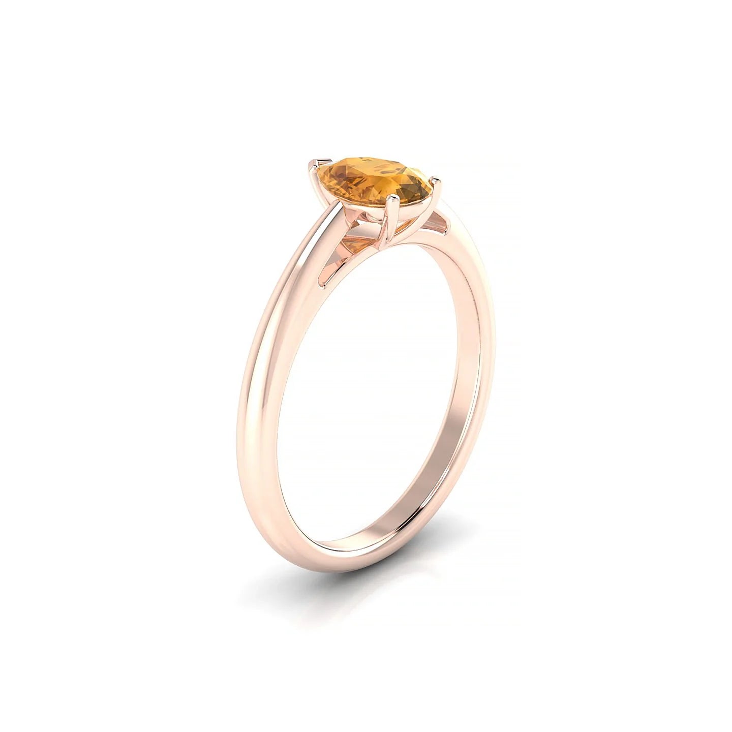 Treasure | 18k Rose Gold 7 x 5 mm Pear Citrine Ring