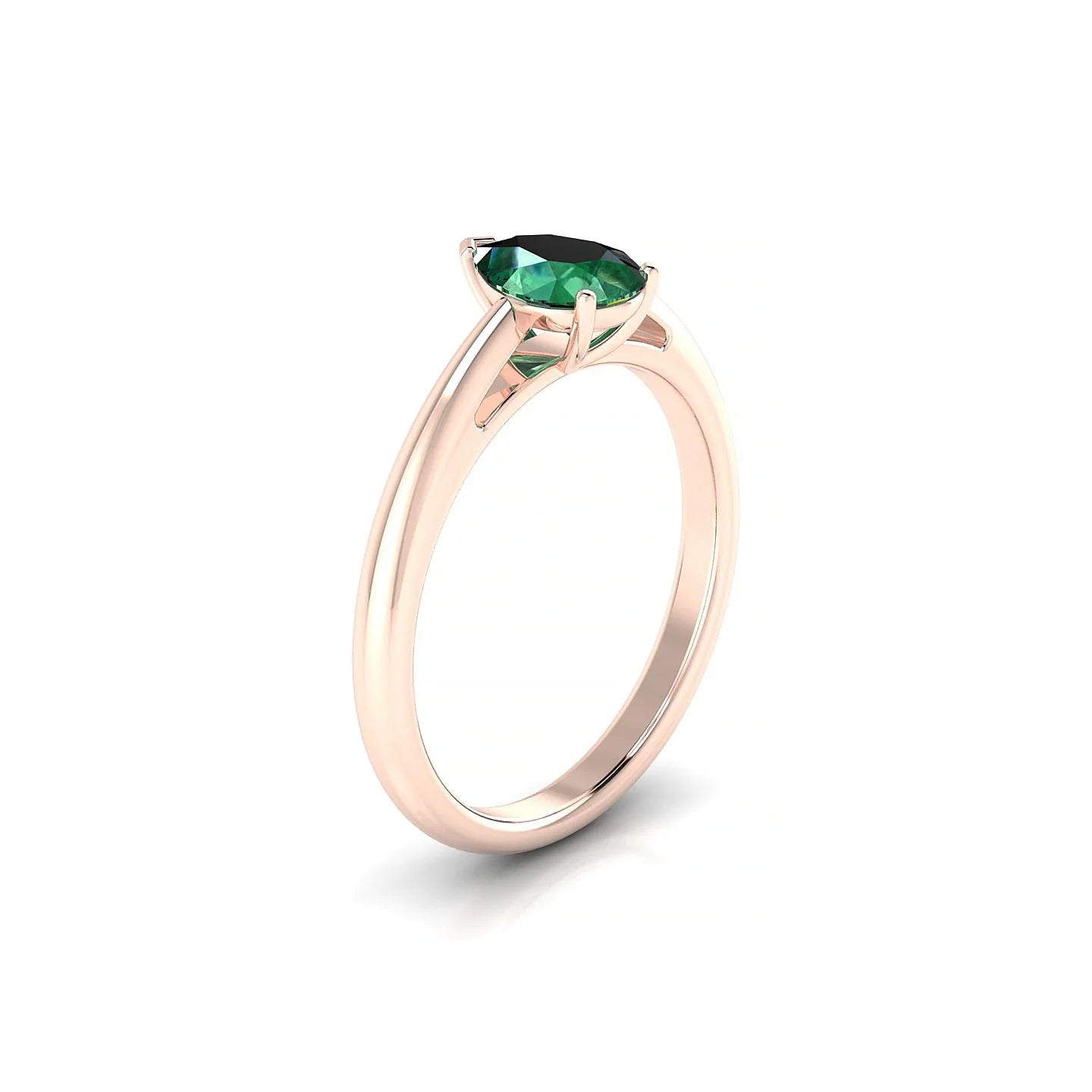 Treasure | 18k Rose Gold 7 x 5 mm Pear Emerald Ring