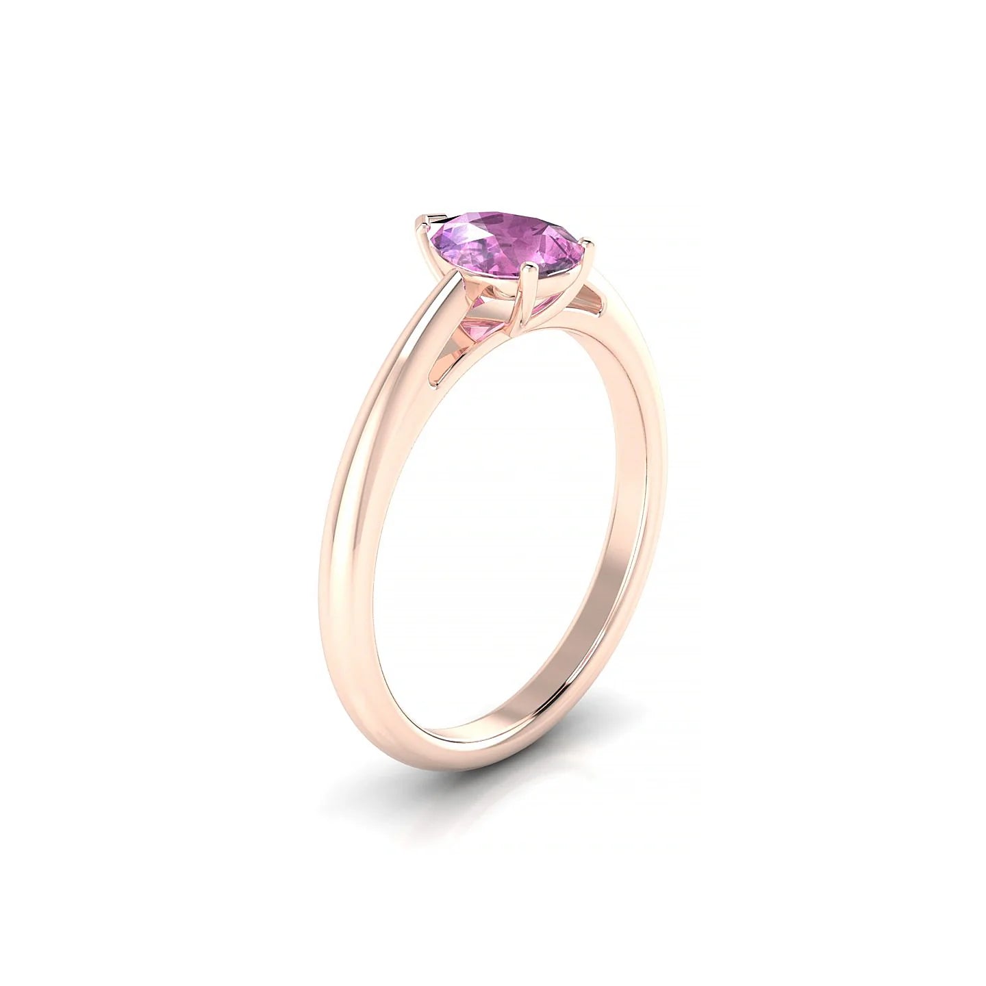 Treasure | 18k Rose Gold 7 x 5 mm Pear Pink Sapphire Ring