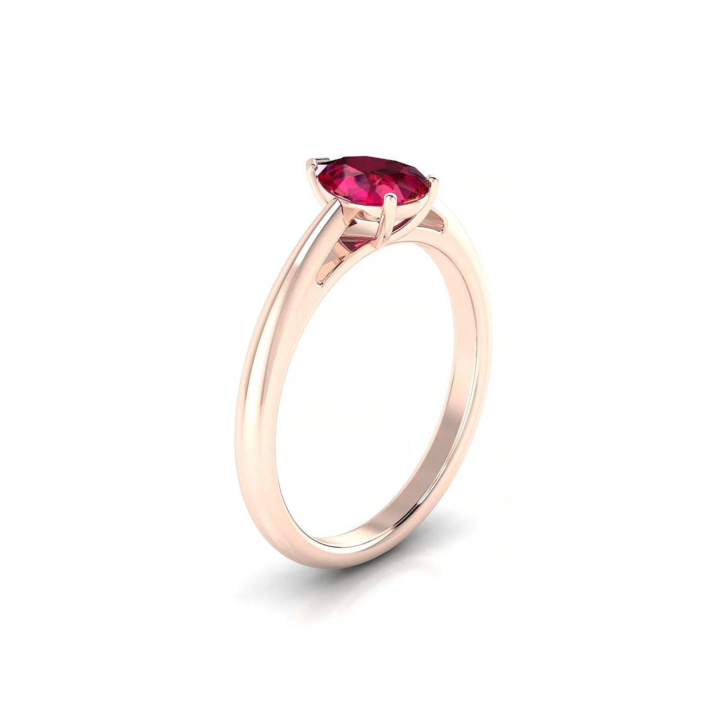 Treasure | 18k Rose Gold 7 x 5 mm Pear Ruby Ring