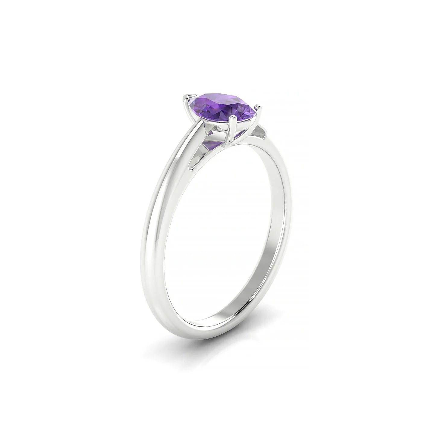 Treasure | 18k White Gold 7 x 5 mm Pear Amethyst Ring